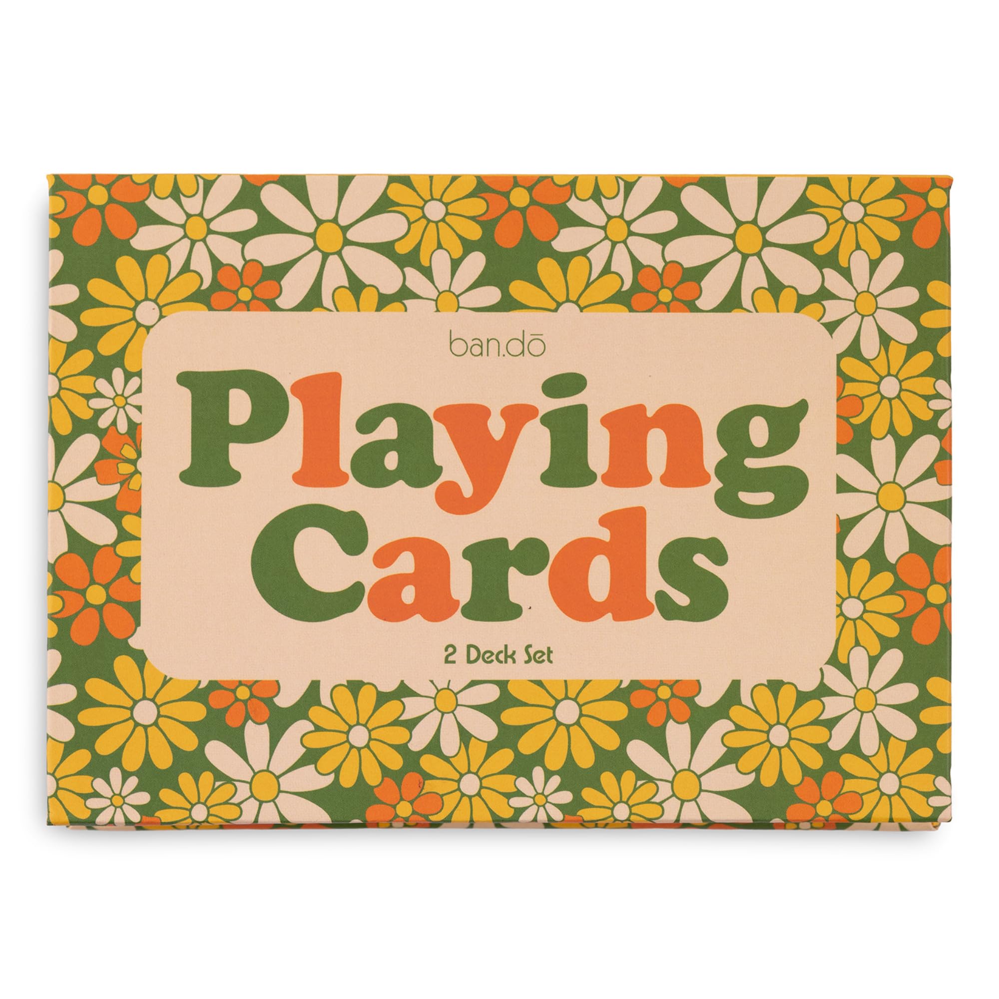 ban.do 2 Decks of Playing Cards, 52-Count Standard Card Deck with Case, Cute Playing Cards in Decorative Storage Box (Floral)