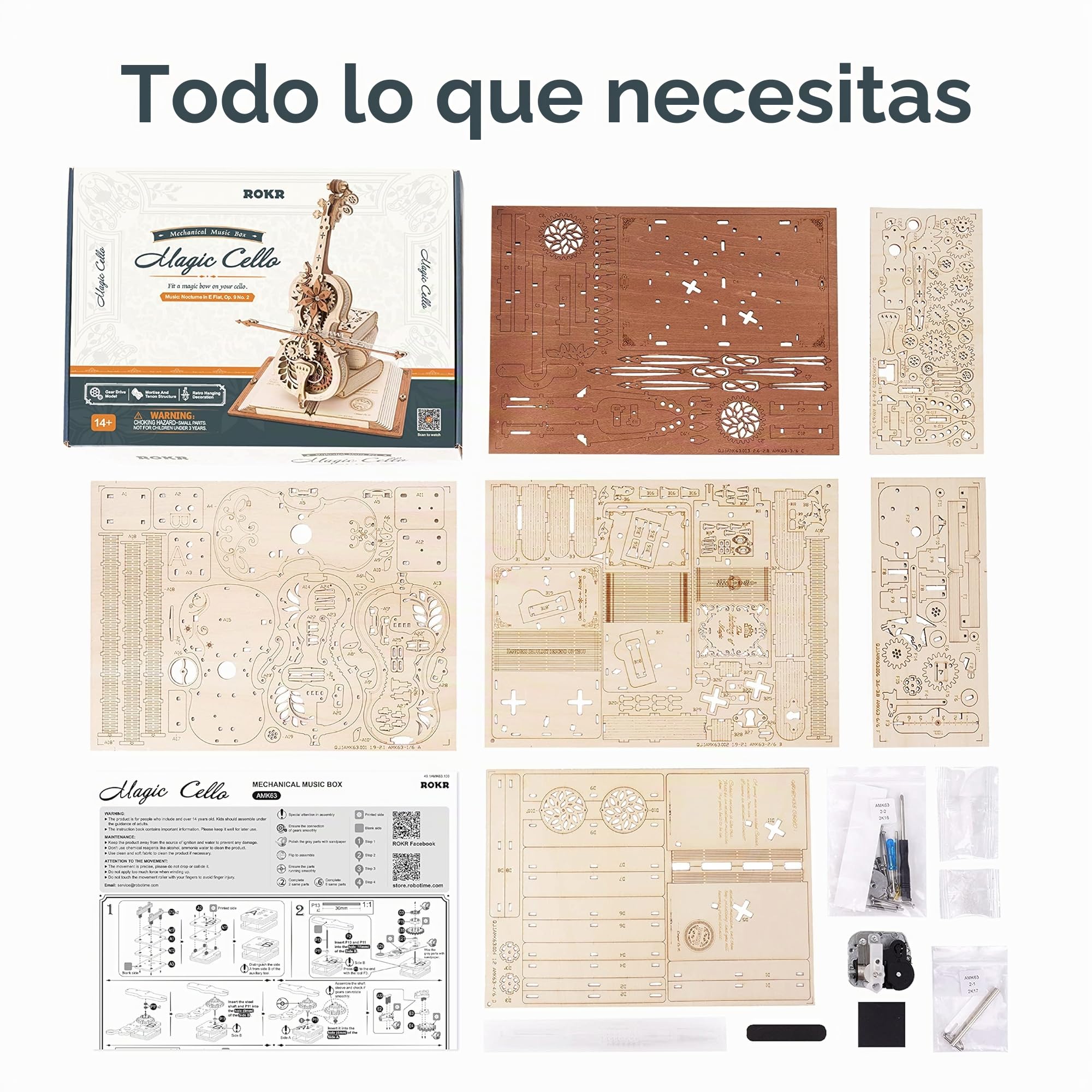 ROKR Puzzles 3D,Madera para Construir Adultos,Caja de Música,AMK63 | Maquette para principiantes, Decoración de Escritorio