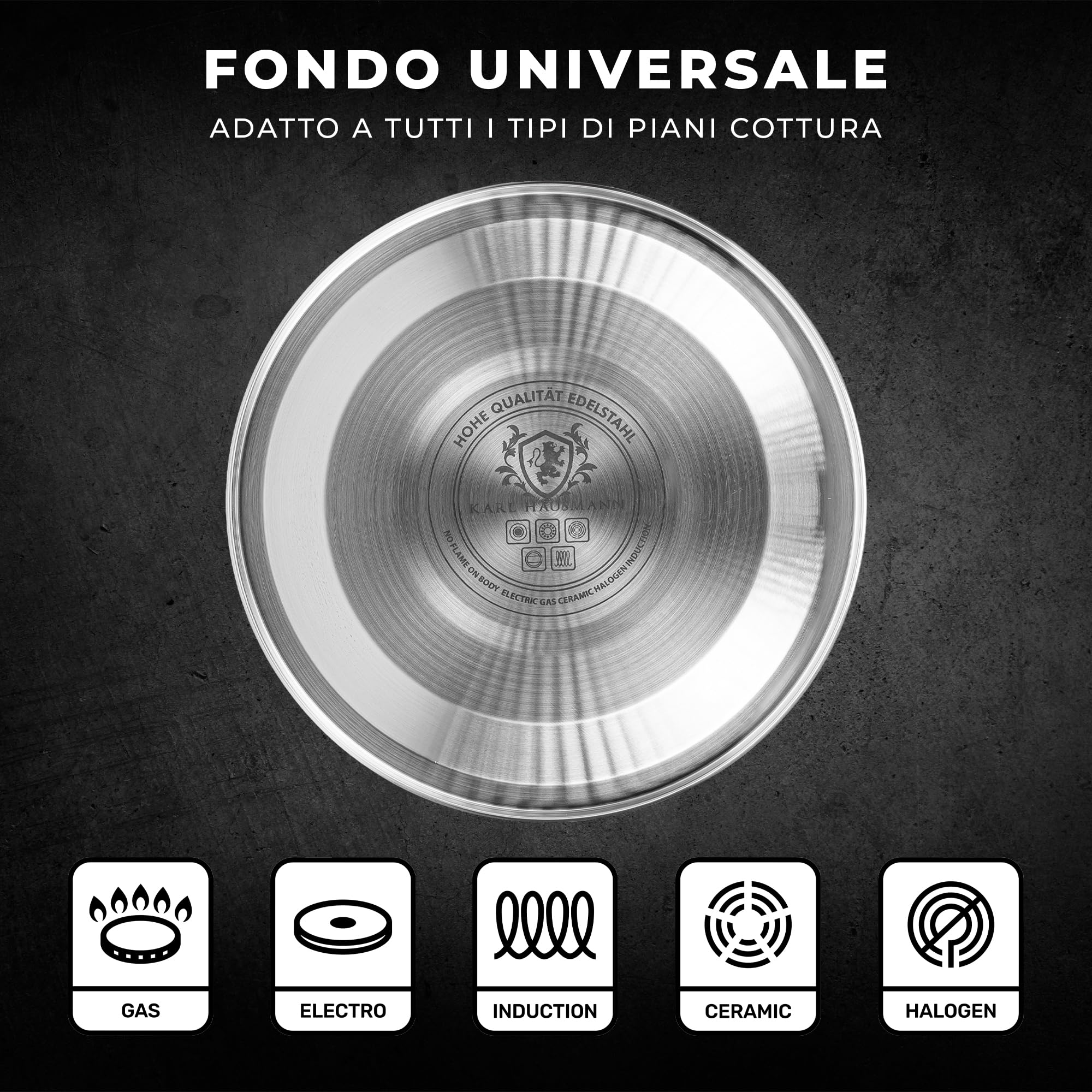 KARL HAUSMANN Bollitore Induzione 1,8L Acciaio Inox con Fischio - Teiera per Piano a Gas, Vetroceramica ed Elettrico - Bollitore Acqua Cucina con Coperchio