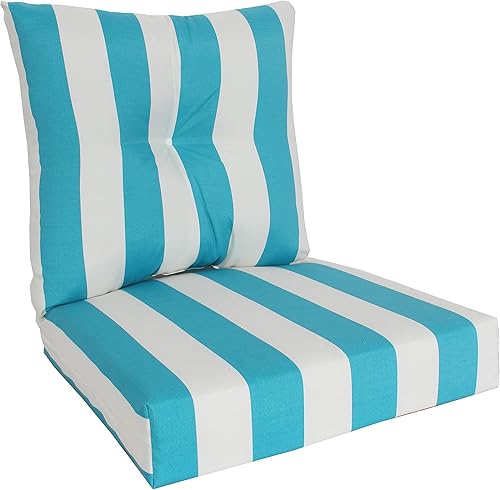 RULU Juego de 2 piezas para exterioresinteriores (asiento de 22 x 22 x 5 pulgadas + cojín de respaldo de 23 x 23 x 7 pulgadas) Cabaña turquesa,
