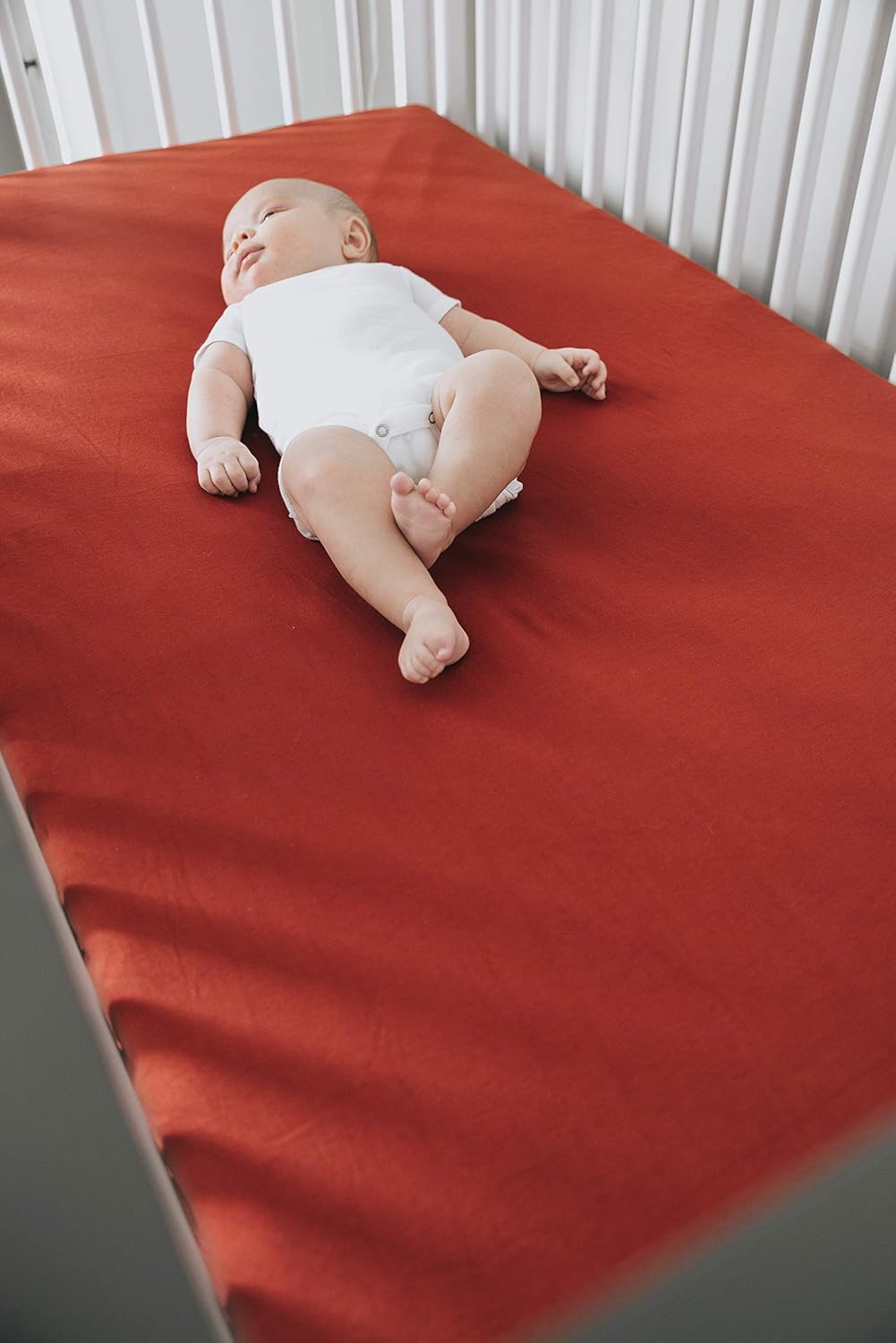 Premium Fitted Knit Crib Sheet/Toddler Sheet Rust by Copper Pearl