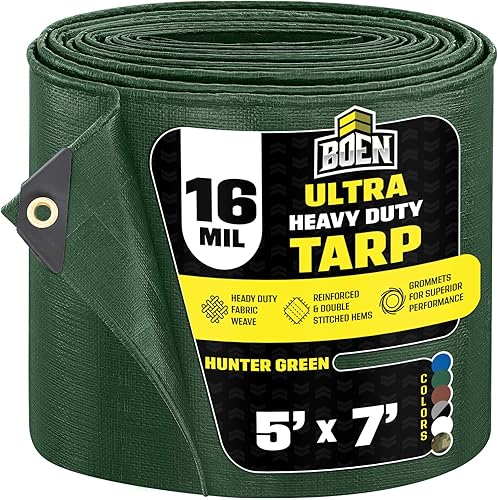 Boen Lona ultrarresistente de 20 x 20 pies de grosor de 0.630 in de grosor, impermeable, a prueba de desgarros y resistente a los rayos UV, con