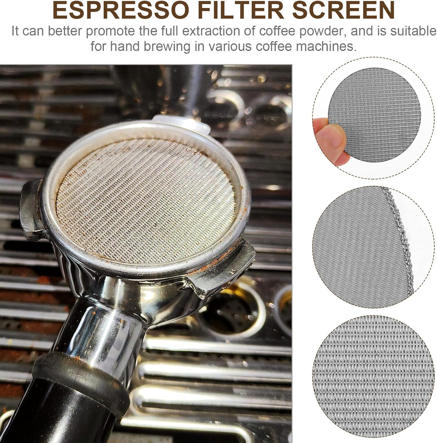 Stainless Steel Espresso Filter Screen Micron Thickness Reusable Coffee Filter Plate for Even Water Dispersion and Enhanced Extraction in Espresso Machines