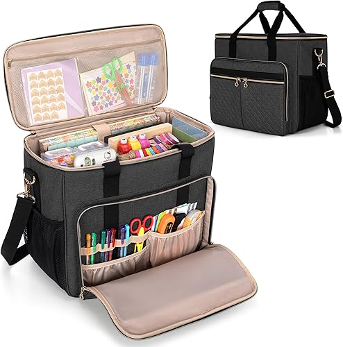 Miniatura 8 de Luxja Bolsa de manualidades para suministros de álbumes de recortes (se adapta a álbumes de recortes de 12 x 12 pulgadas y portátil de 15.6