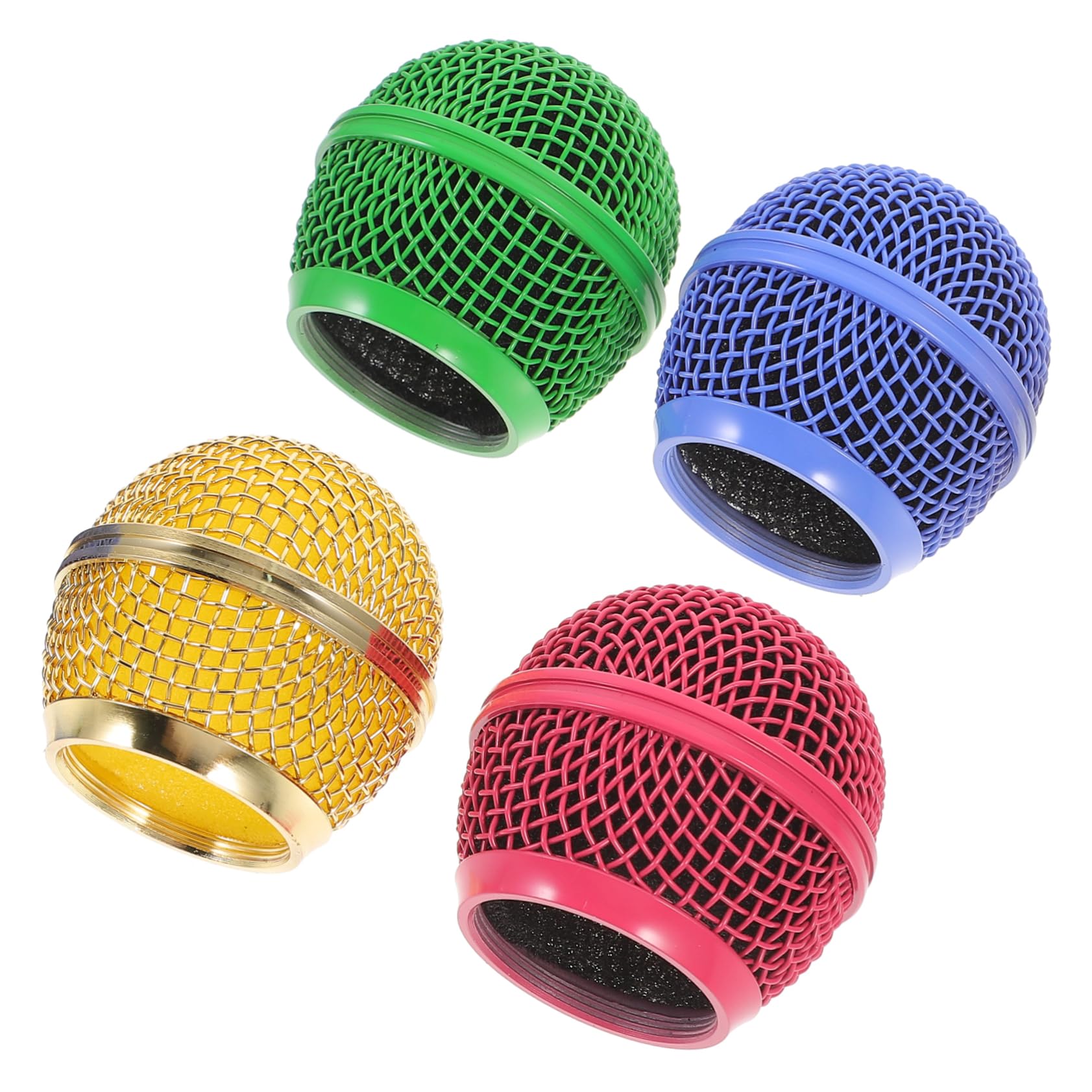 Toyvian 4pcs Colored Grill Replacement Mesh Head Covers Windscreen for Wired Mics Durable Grille Head with Vibrant Design Easy Installation Versatile Accessory