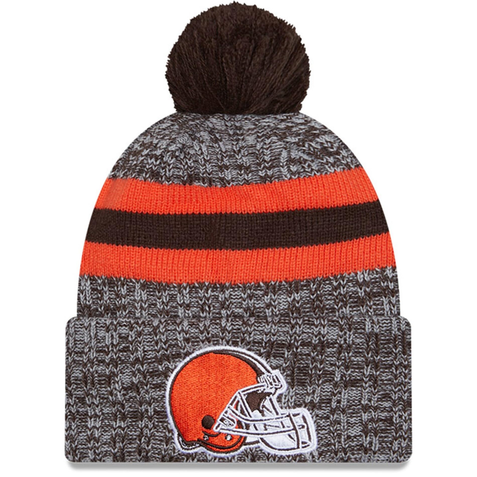 New Era Unisex Cleveland Browns Nfl -Adult Official 2023 Sideline Cold Weather Cuffed Pom Beanie Hat, One Size