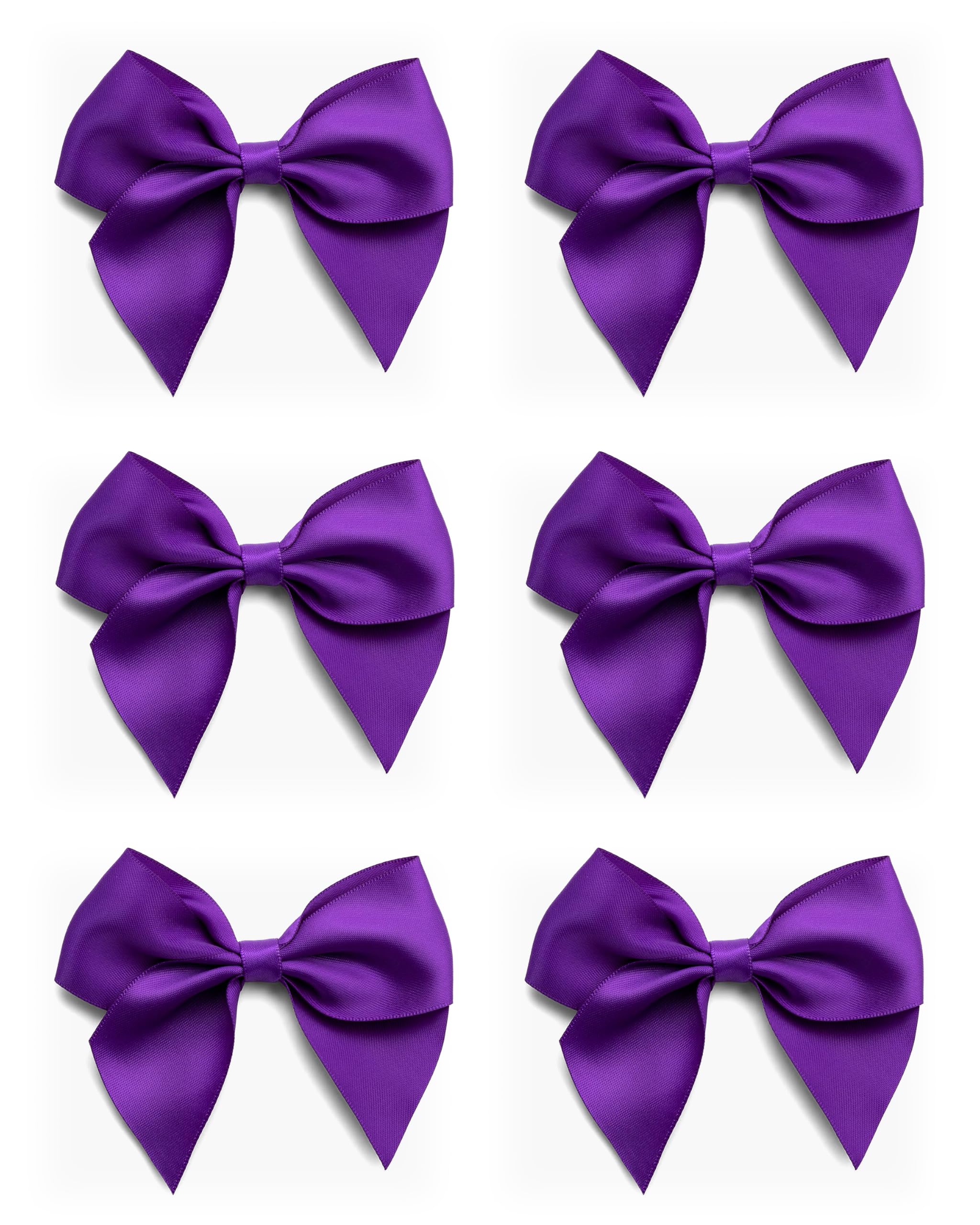 Italian Options Large Satin Ribbon Bows, Self-Adhesive Fabric Bow Decorations for Gift Wrapping, Hampers, Cake Decoration, Hair Bows, Crafts, Crafting, Purple, 12 Pack, 10 cm