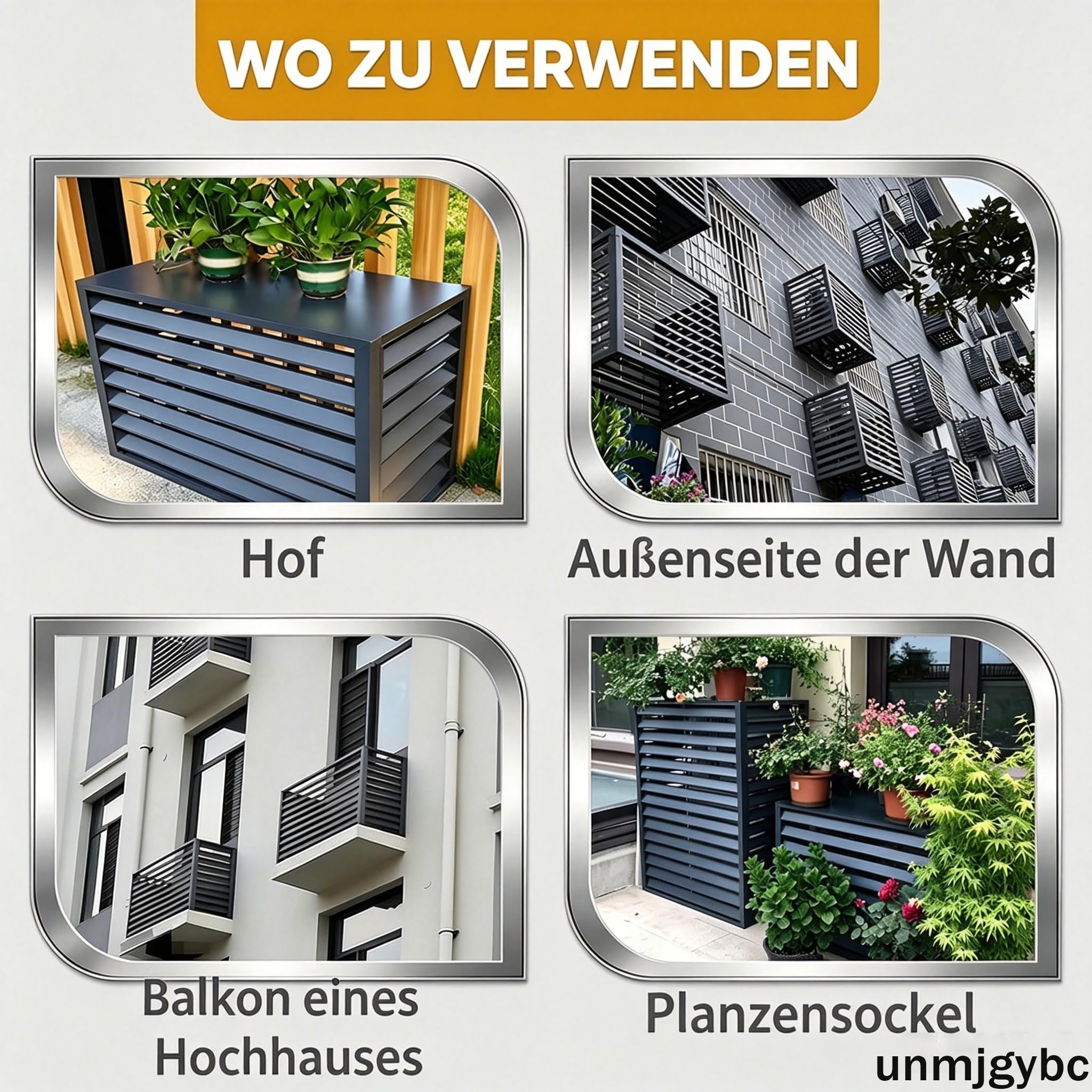Klimageräteabdeckung Außengerät mit fester Abdeckung, aus Aluminiumlegierung rostbeständig, regenfest und laubfest, keine Beeinträchtigung der Lüftung für Einheiten 2~3PS(Schwarz, 110×60×80cm)