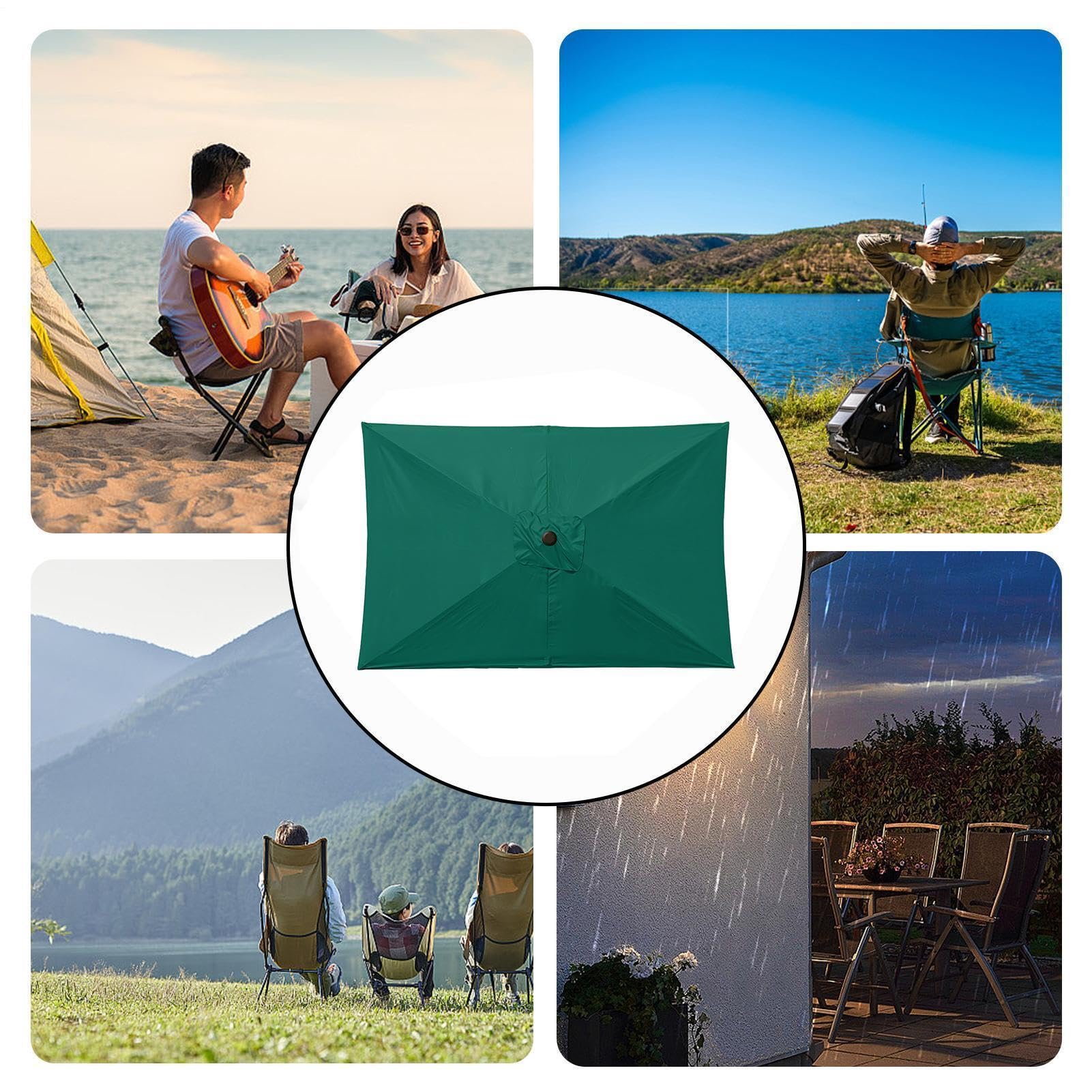 Ombrellone Sostitutivo da Giardino Copertura Rettangolare Impermeabile | 200x300cm Tessuto per Ombrellone da Giardino per Spiaggia, Piscina, Terrazzo, Balcone, Prato, Mercato, Copertura per