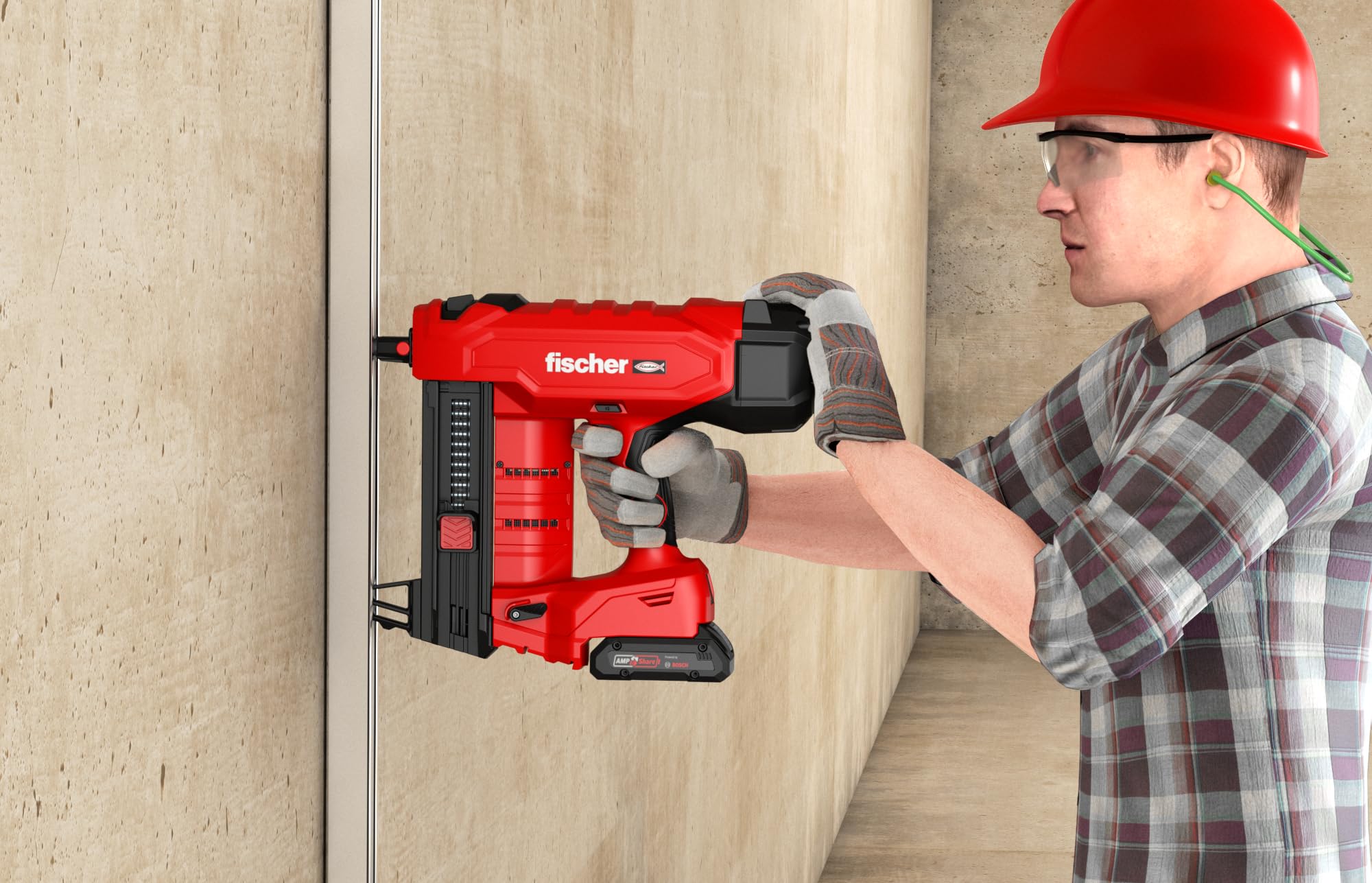 fischer Set di chiodi per calcestruzzo a batteria FXC 85, senza gas, AMPShare Alliance, con regolazione della profondità, per 500 chiodi per carica, con 2 batterie Bosch ProCore da 18 V e caricatore