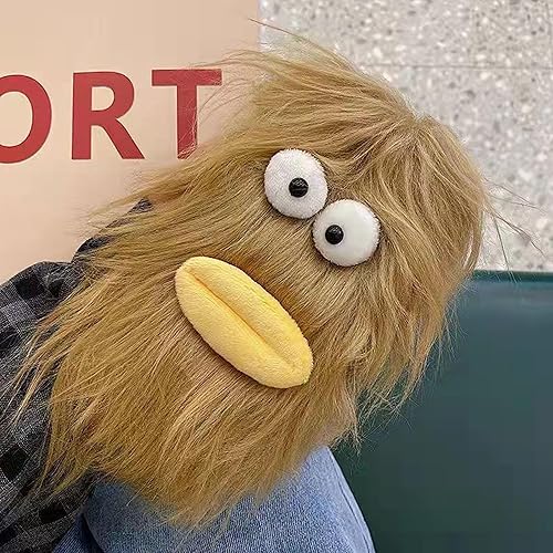 Miniatura 8 de Aeilene Funda de felpa gris para iPhone 11, linda funda protectora de invierno de pelo largo divertido con cara divertida, caricaturas 3D para