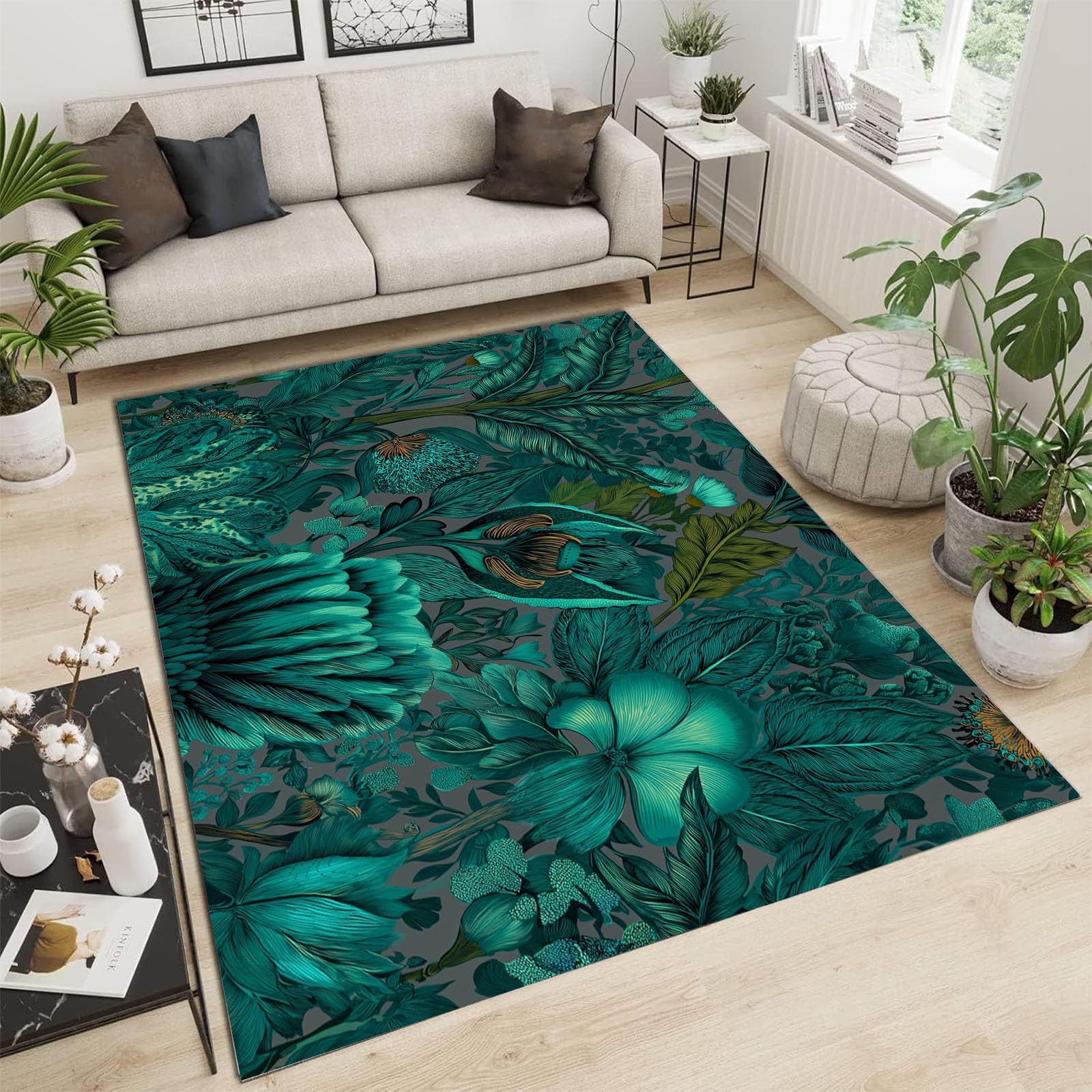 Tapis poils courts scène de jungle pour créer un coin lecture dans la chambre
