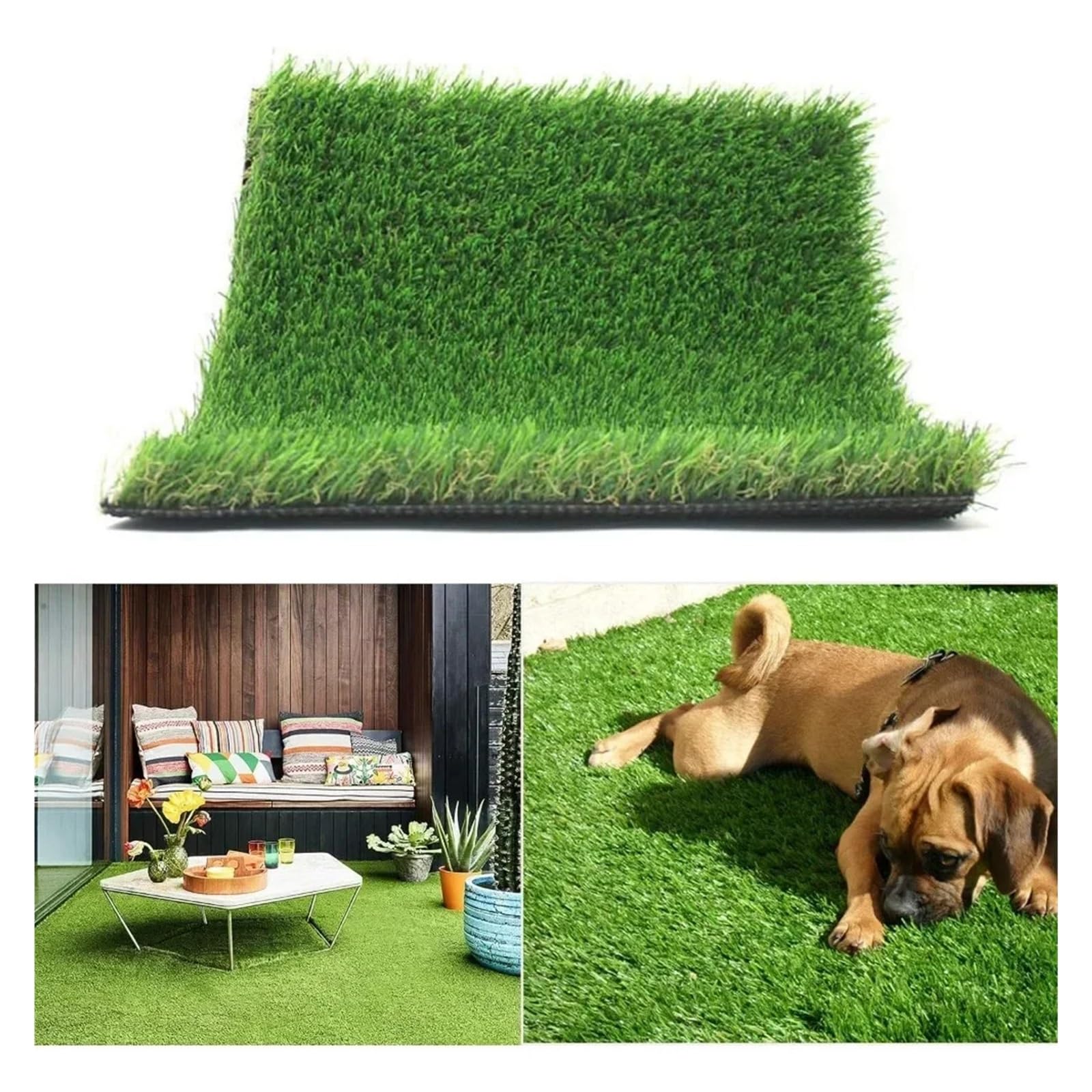 Tappeto Verde da Esterno Tappeto erboso Artificiale Spesso e Realistico 5FTX10FT (50 Piedi Quadrati) - Tappetino in Erba Sintetica for Giardini Interni ed Esterni