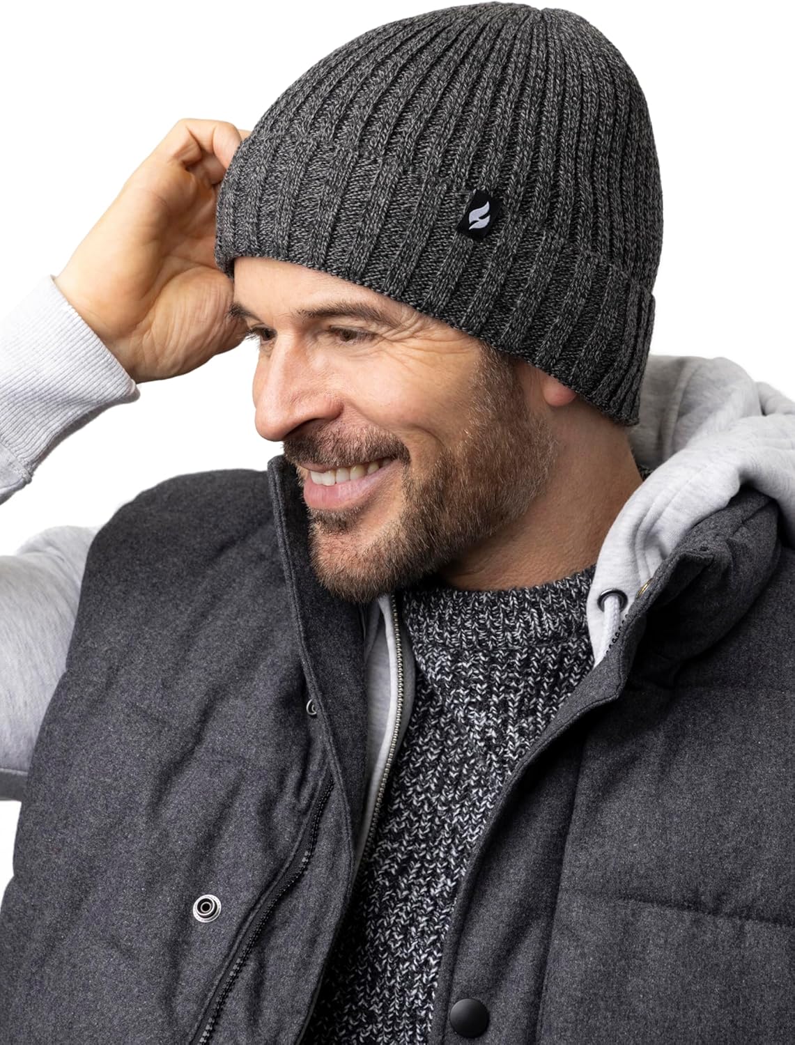 HEAT HOLDERS - Mens Knit Fleece Lined Insulated Ribbed Cuffed Thermal Winter Hat - Image 3