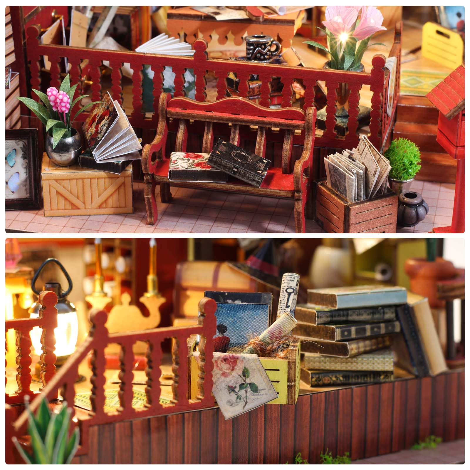 Foyucool Kit de Miniaturas para Adultos, Casa de Muñecas con Muebles, Kit DIY para Adultos, El Regalo Ideal para Navidad o cumpleaños, Sala de Clases — view 34