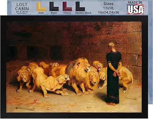 Cabaña perdida Daniel en la guarida de los leones 1872 de Briton Riviere  Imprimir marco plano negro  Reproducción de pintura de obra fina  Póster