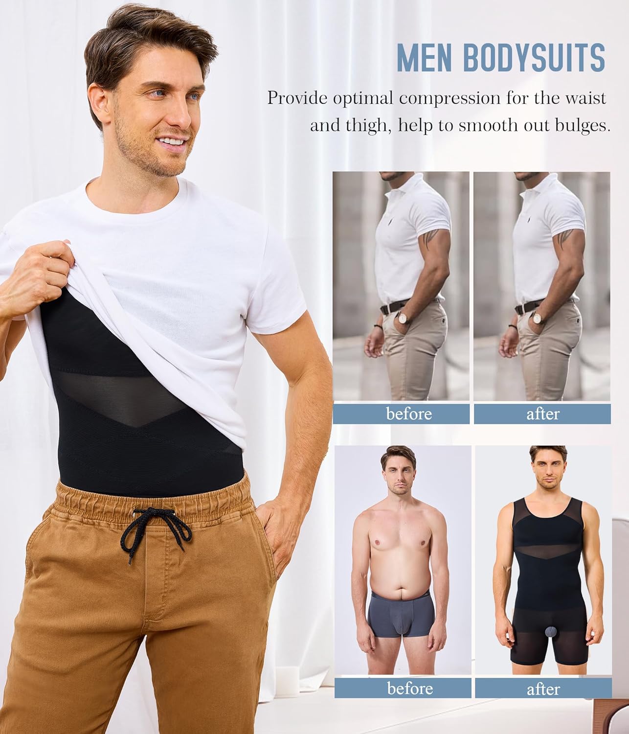 TAILONG Mens Shapewear Tummy Control Full Body Shaper Sleeveless Compression Shirt Men Bodysuit Fajas Para Hombres - Image 5