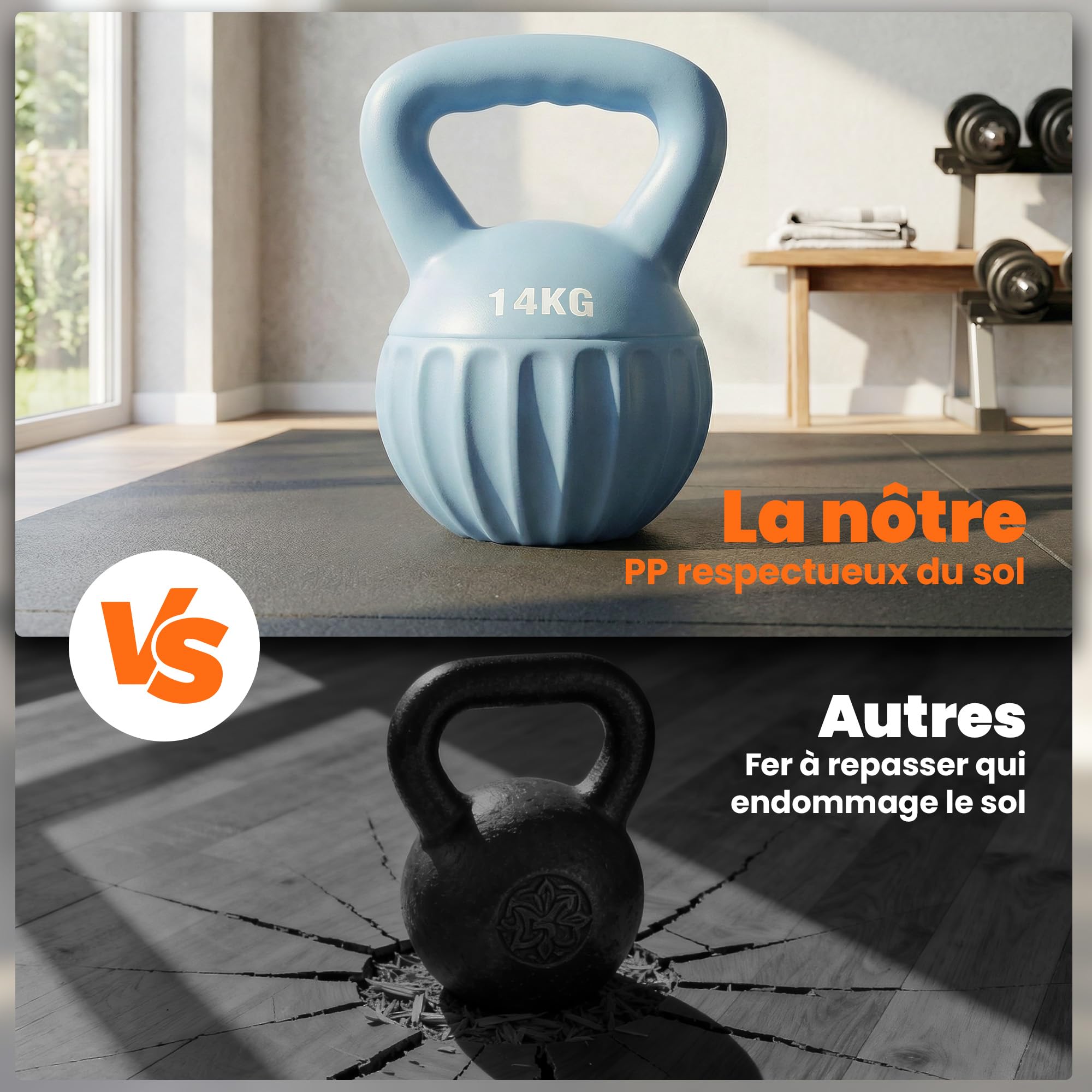 SPORTNOW Kettlebell 10/12/14 kg, Hantel mit rutschfestem Griff, Kugelhantel, Krafttraining, Workout, für Fitnessstudio, Blau