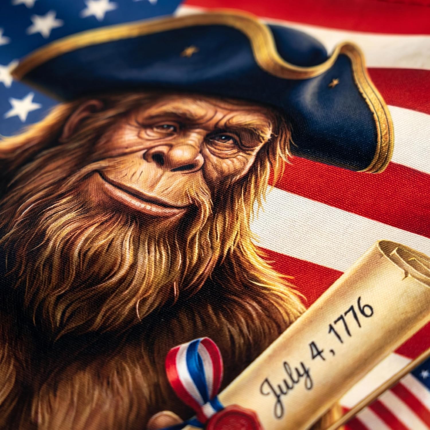Bigfoot 'Merica EST 1776 American Flag, Patriotic Sasquatch 250th Anniversary, Funny July 4th Outdoor Polyester, 3x5 Ft, Brass Grommets