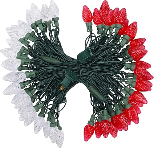 DEWENWILS C7 Luces LED de Navidad para exteriores, 33.3 pies, 50 luces LED, decoraciones al aire libre para árbol de Navidad, patio, jardín, patio,