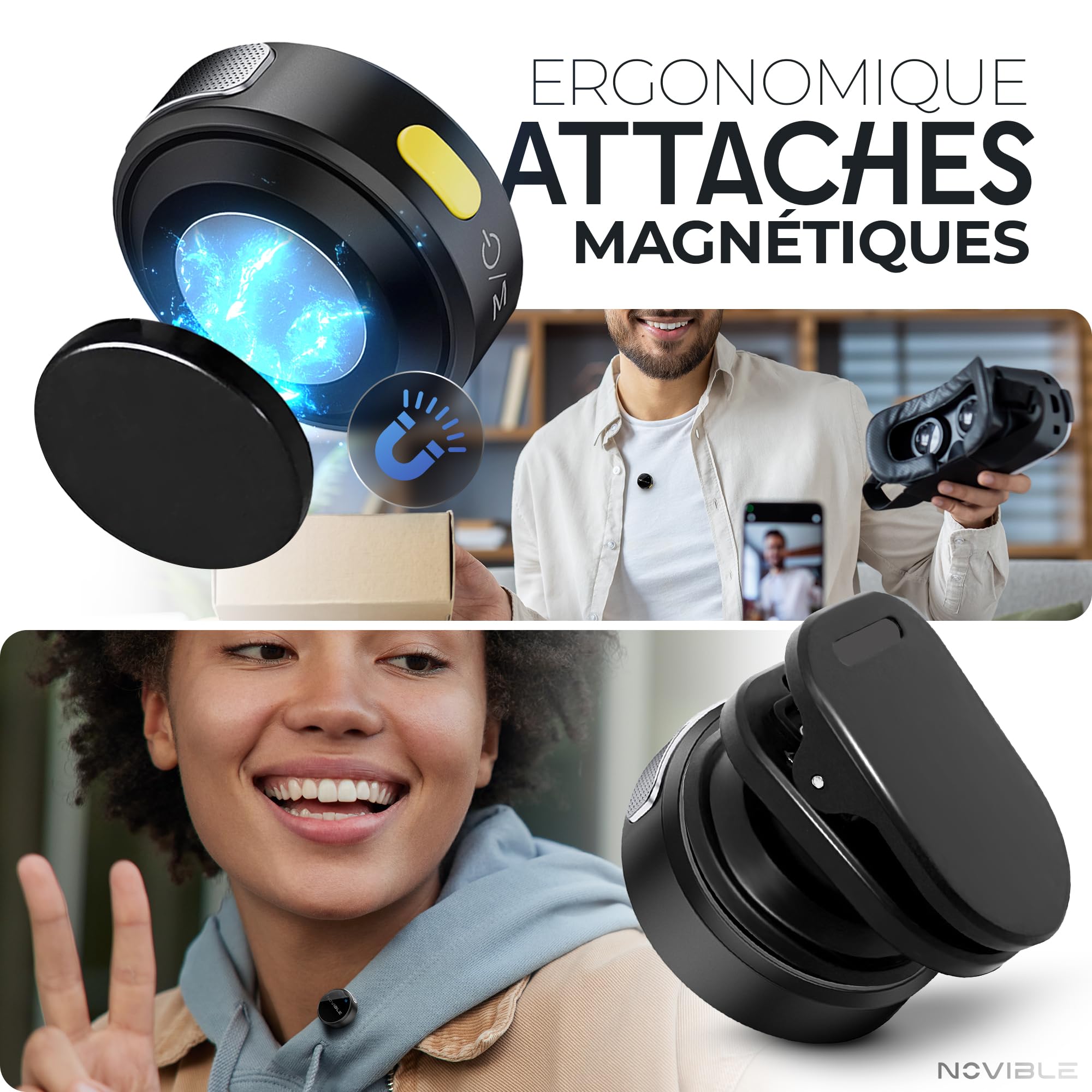 Micro Cravate sans Fil 2 Personnes pour iPhone, Android USB-C et Caméra, Mini Micro Lavalier 48 kHz/24 Bits, Boîtier de Charge 25 h, Réduction de Bruit, Interview, Vlog, Youtube/TikTok