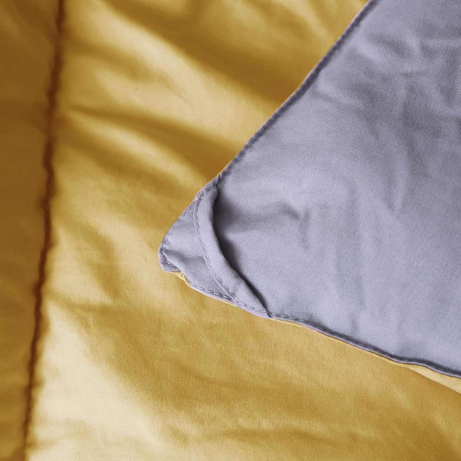 Super Sale 🛒 KASENTEX All Season Down Alternative Quilted Comforter Set Reversible Ultra Soft Duvet Insert Machine Washable (Yellow/Grey, King Set)