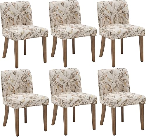 Miniatura 13 de chairus Juego de 4 sillas de comedor de granja, cómodas sillas de cocina tapizadas de tela de lino, sillas de comedor de madera marrón nogal, para