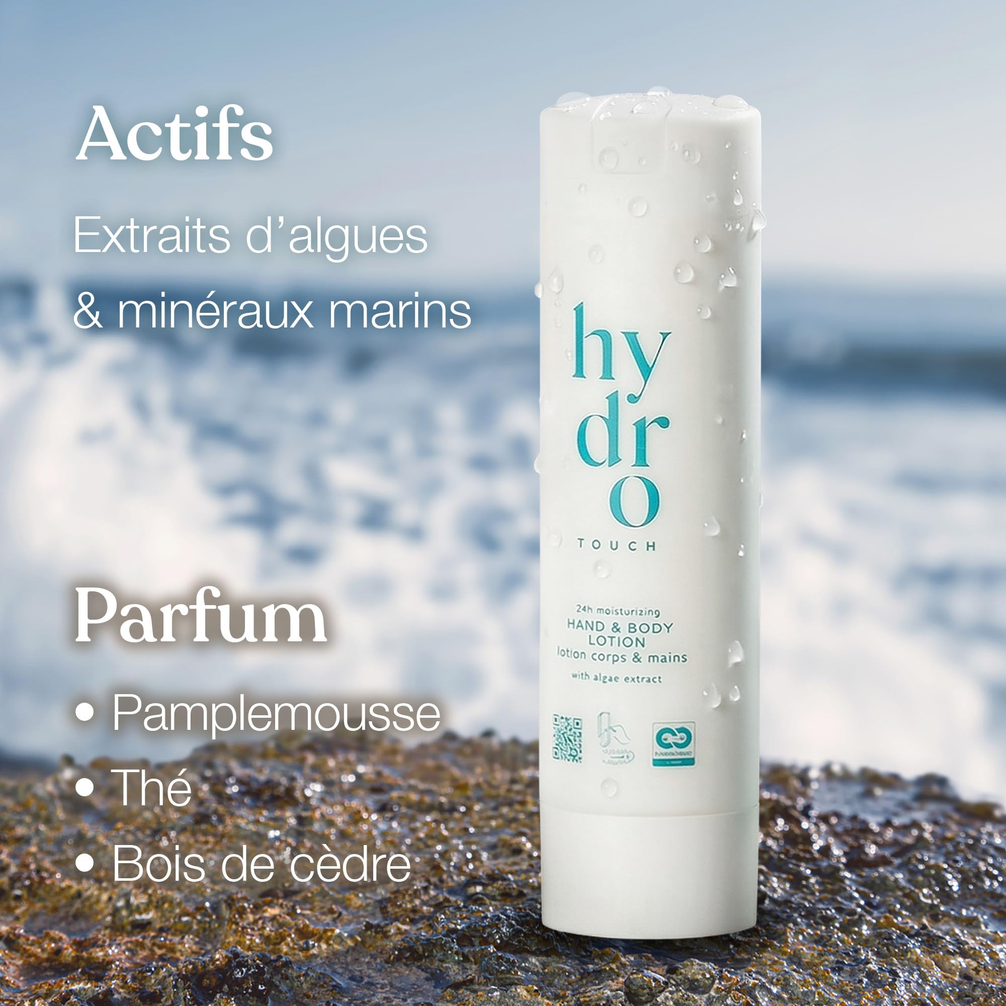 ADA Cosmetics Lotion mains & corps vegan aux minéraux marins et extrait d’algues – soin hydratant revitalisant pour la peau– Hydro Touch – Fabriqué en Allemagne – 6 × 300 ml