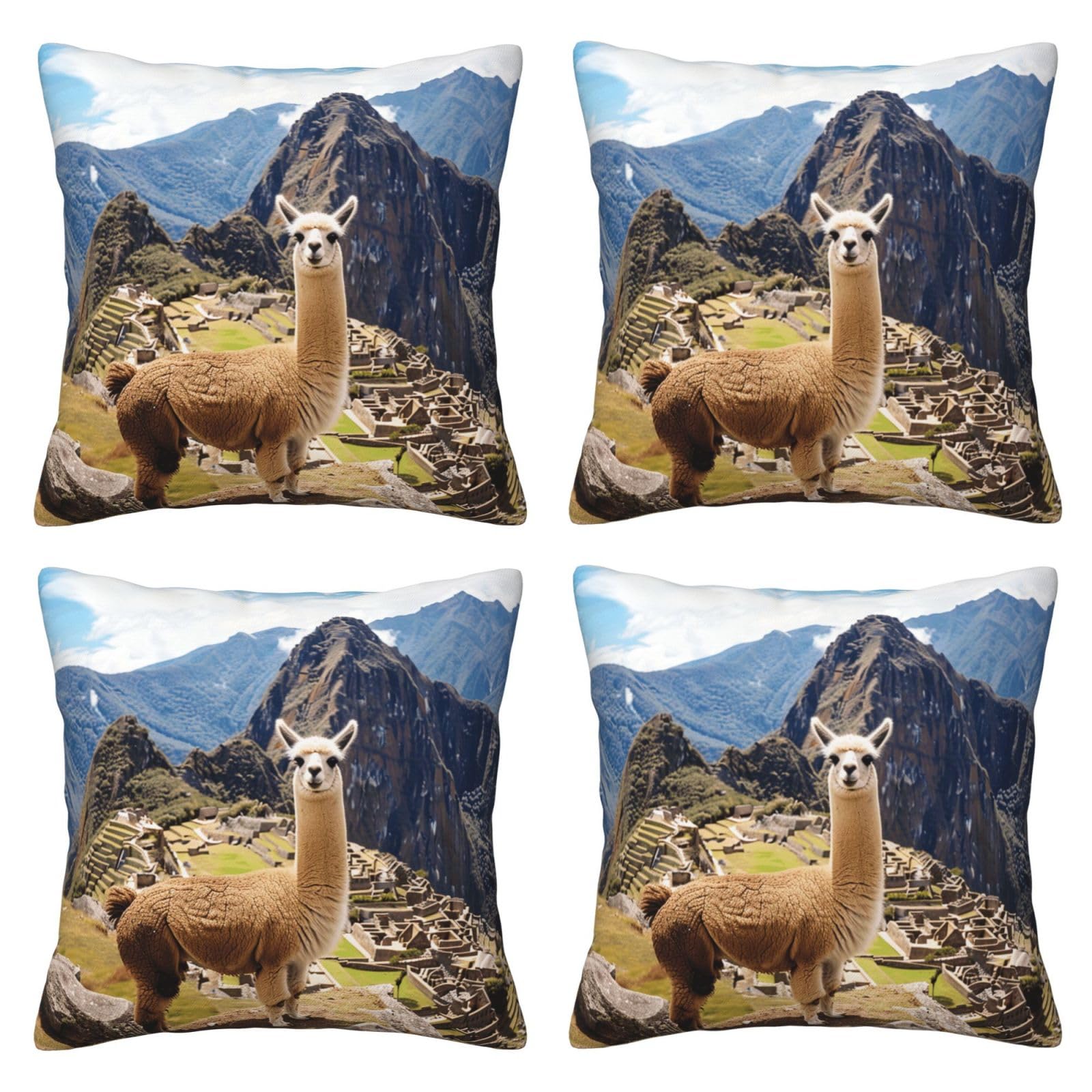 Sheep Throw Pillow Cases 4 Pack Square Pillowcases Super Soft Pillow Protectors With Zipper for Couch Livingroom Sofa Bed Office Car,50x50 CM