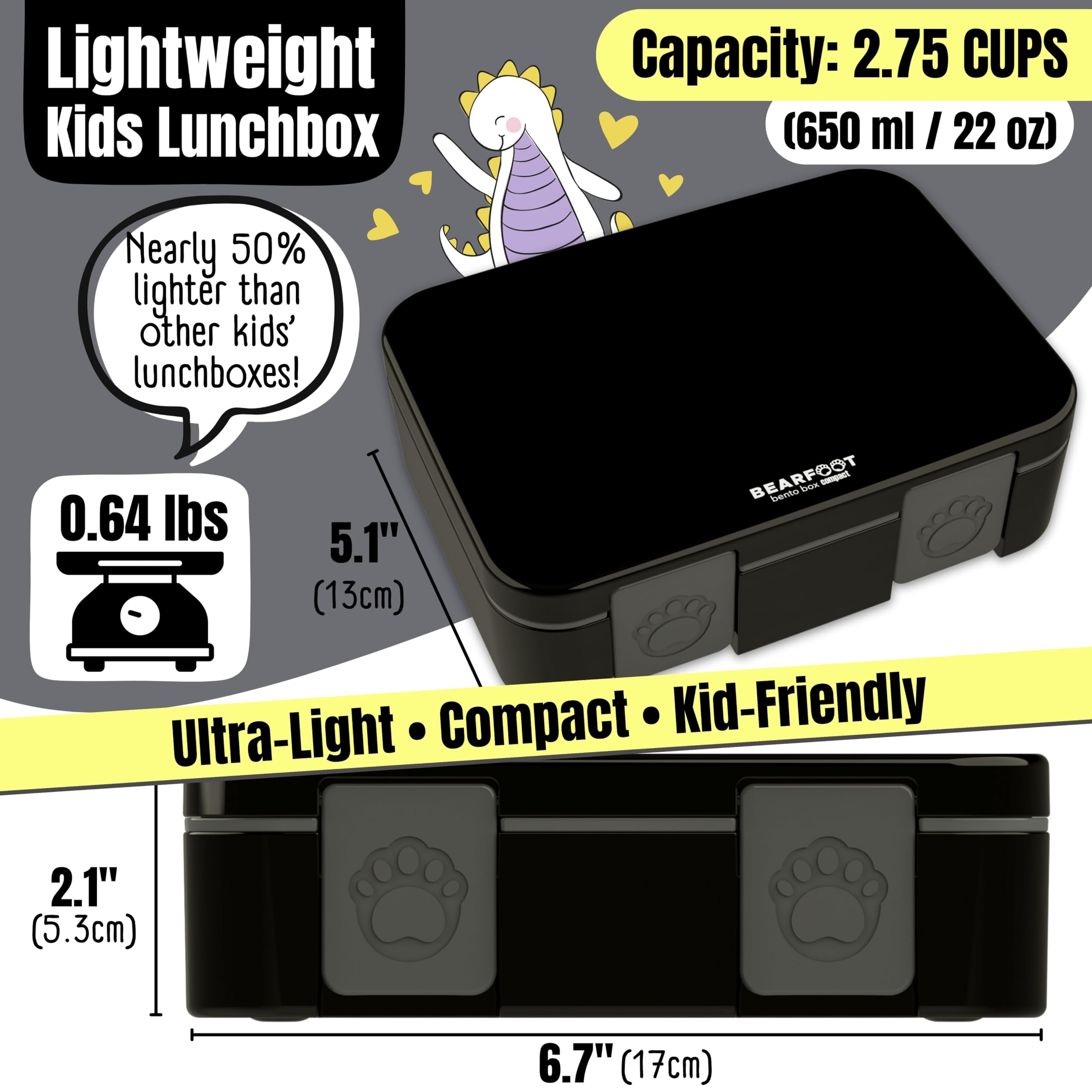 BEARFOOT Bento Box Compact BPA-Free Children's Lunch Box for School & Nursery - Image 4