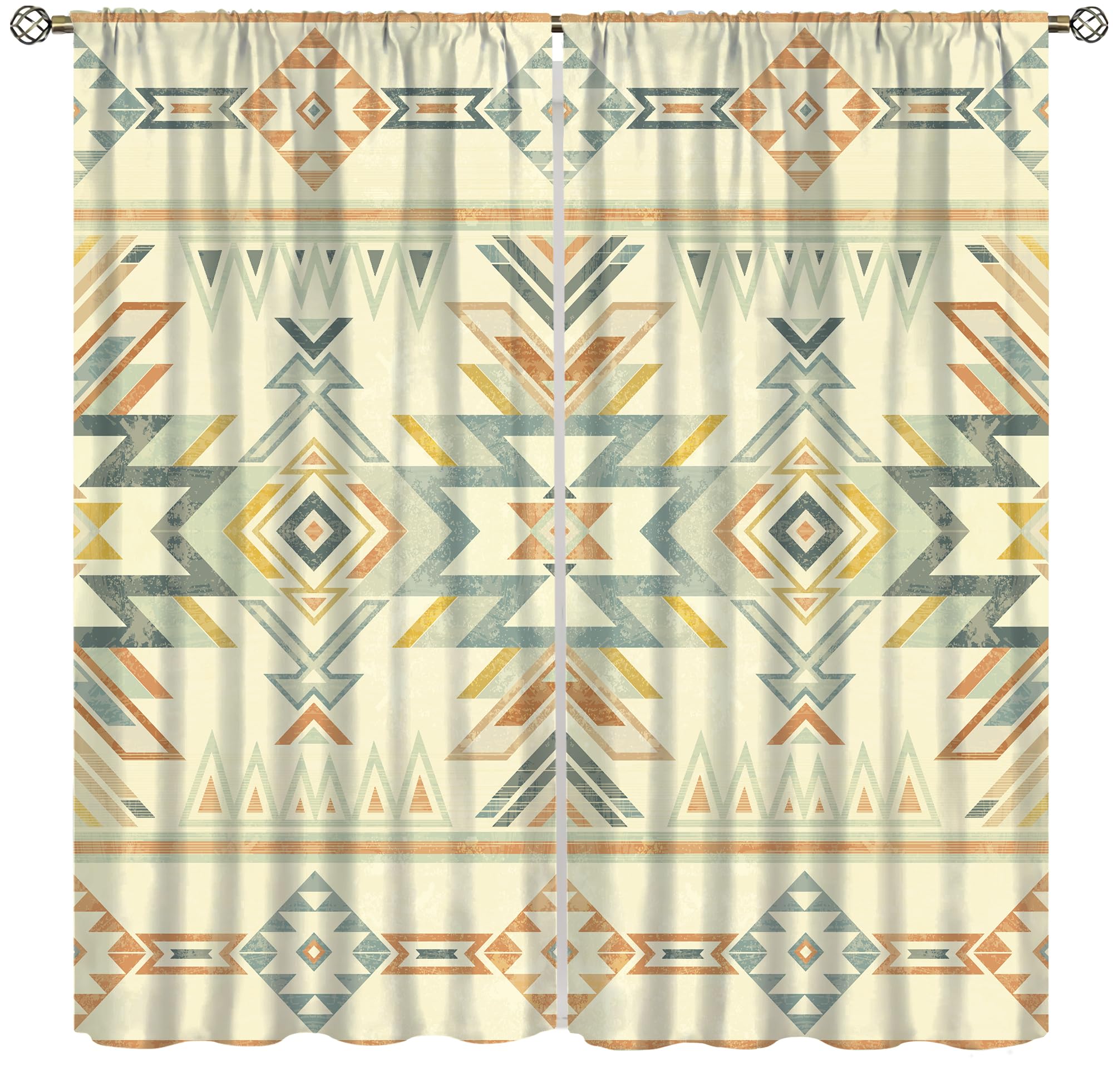 Lot De 2 Rideaux Occultants Du Milieu Du Siècle, Motif Géométrique Bohème, Rideaux De Fenêtre