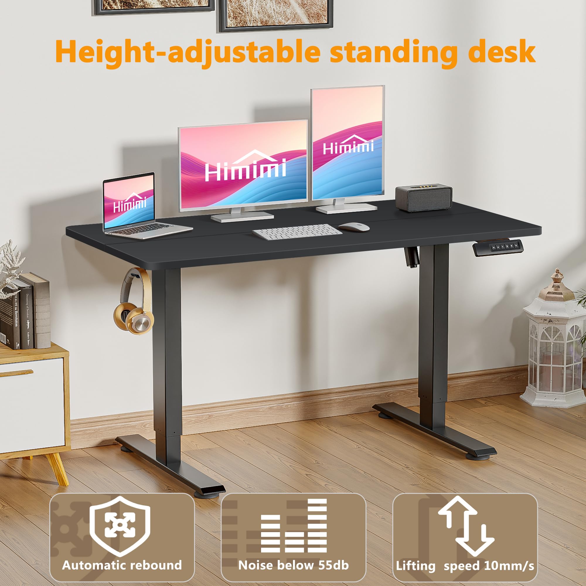 Himimi Electric Standing Desk Adjustable Height 70 x 27 inch Sit Stand up Adjustable Desk with Memory Presets — view 4