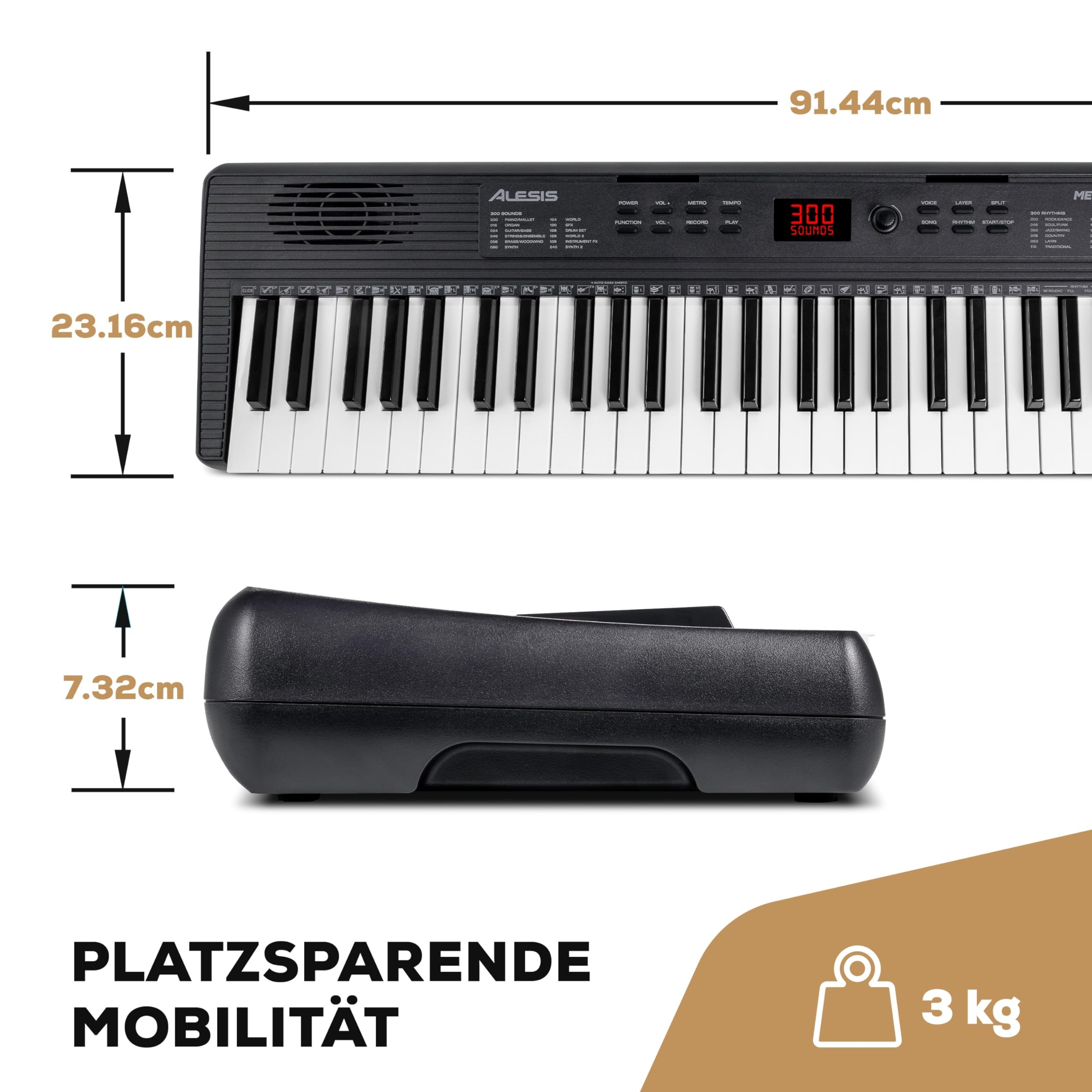 Alesis Melody 61 Keyboard Piano für Einsteiger mit 61 Tasten, Lautsprechern, Tablet-/Notenablage, 300 Sounds und Musiklektionen