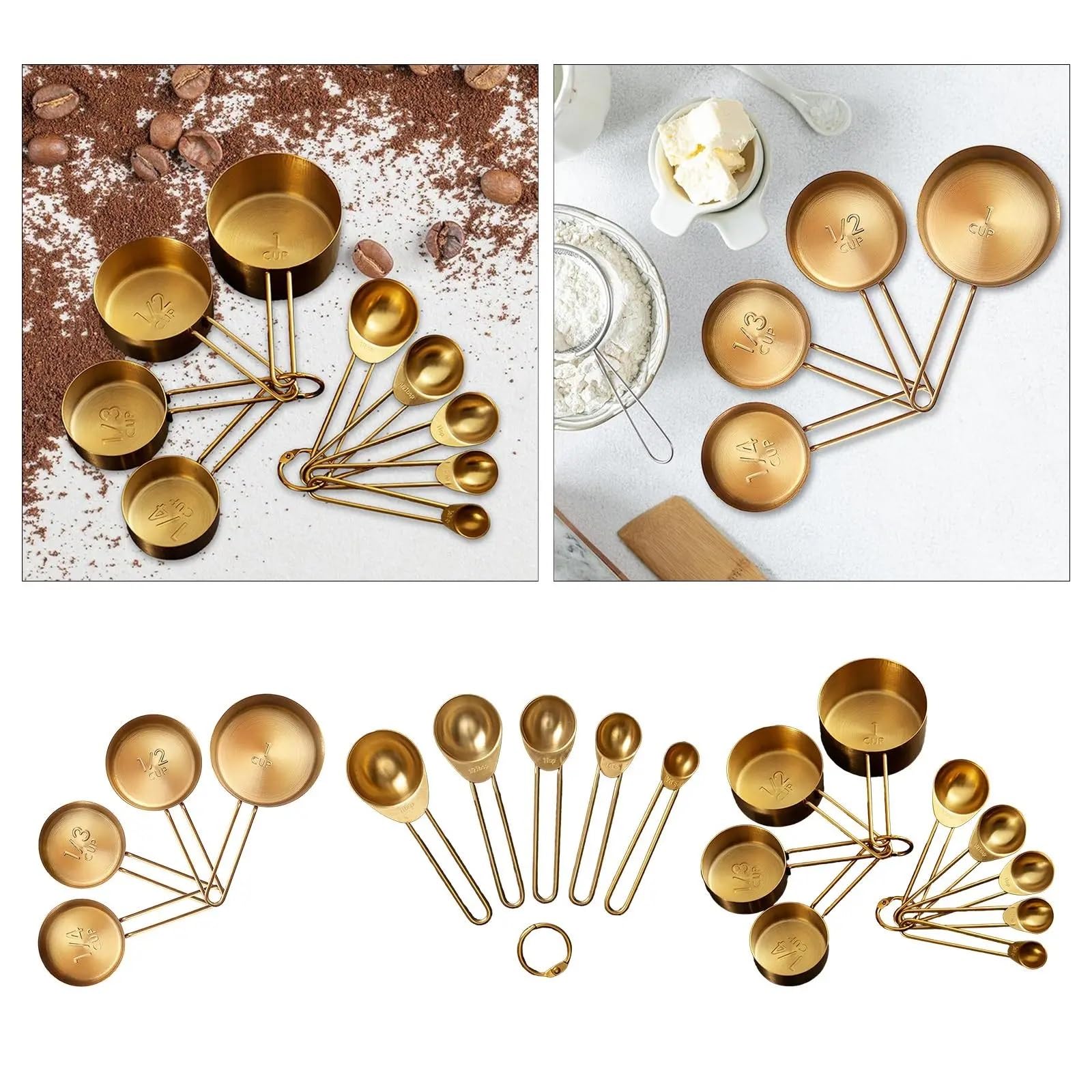 Messbecher-Set aus Edelstahl | Mess-Back-Set, Zubehör, Back-Gadgets, professionell for das Kochen von Lebensmitteln, Kaffeebohnen