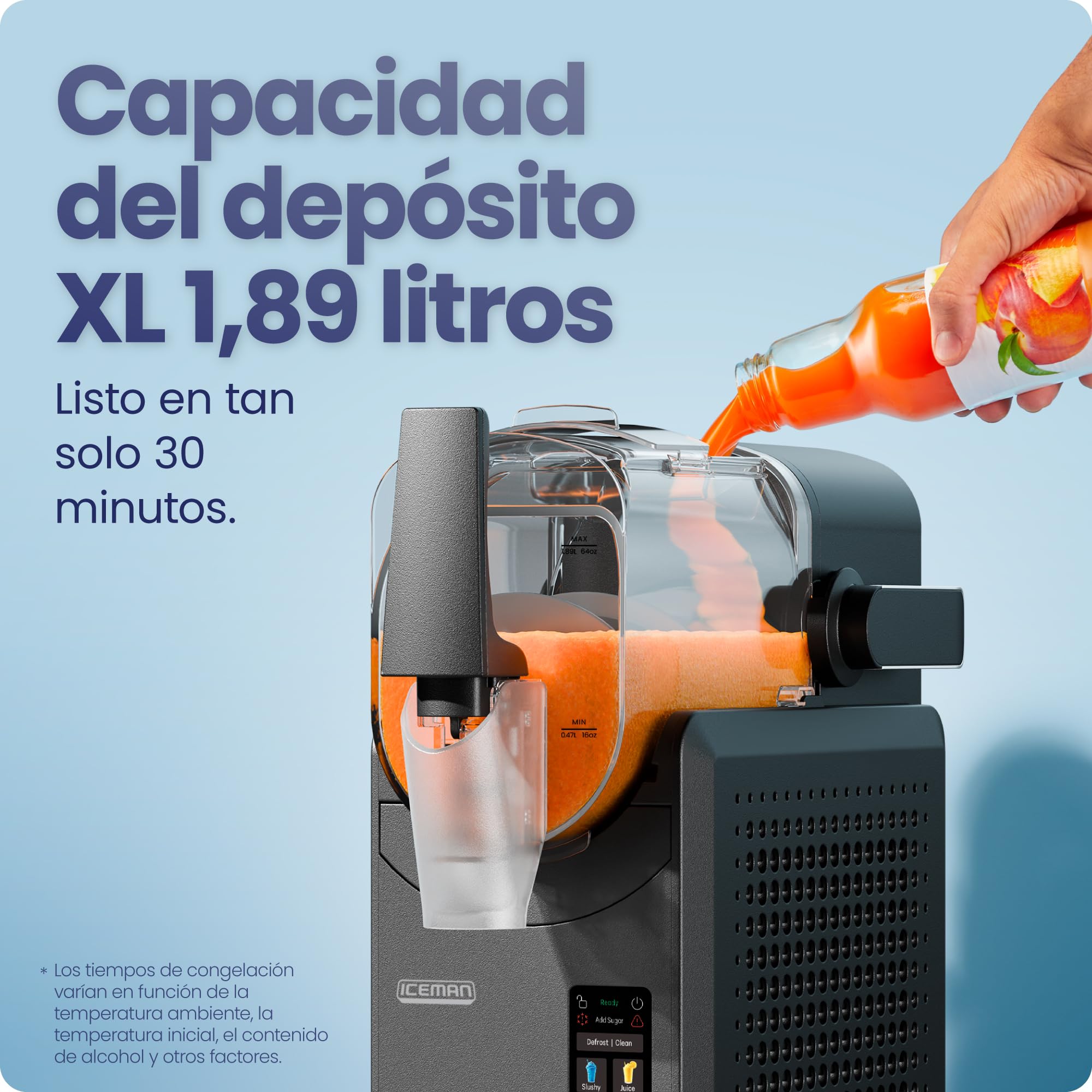 Iceman Máquina de Granizados, 1,9 L para Bebidas Congeladas, Sin Hielo ni Batidora, Ideal para Margaritas, Frappés y Batidos. Granizadora de 5 Programas Táctiles, Palanca de Servicio Fácil — Negro