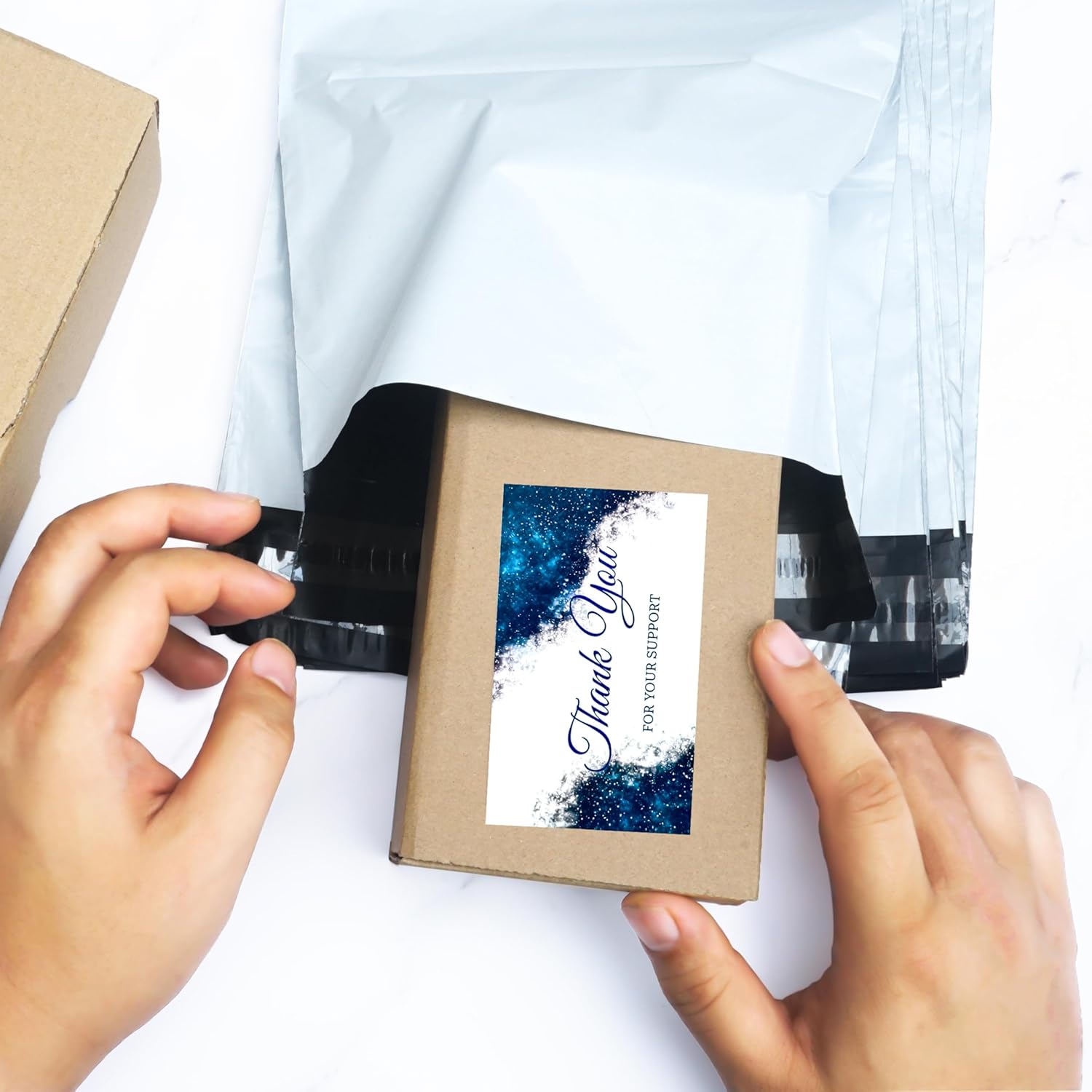 RXBC2011 Thank you for your support cards thanks business packaging insert customer appreciation notes pack of 100 Blue - Image 6