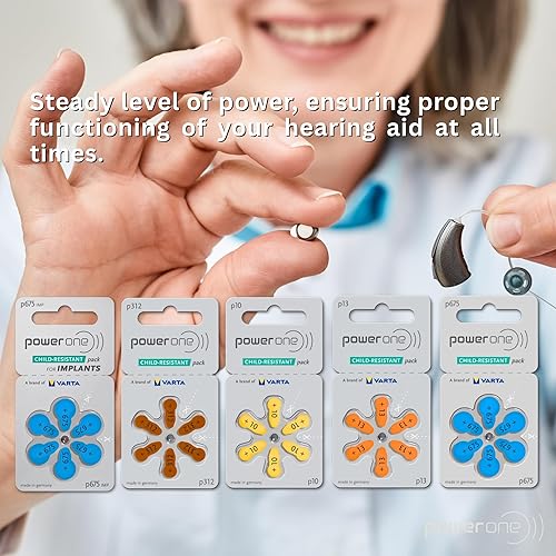 Miniatura 5 de PowerOne - Baterías para audífonos tamaño 10, baterías PR70 60