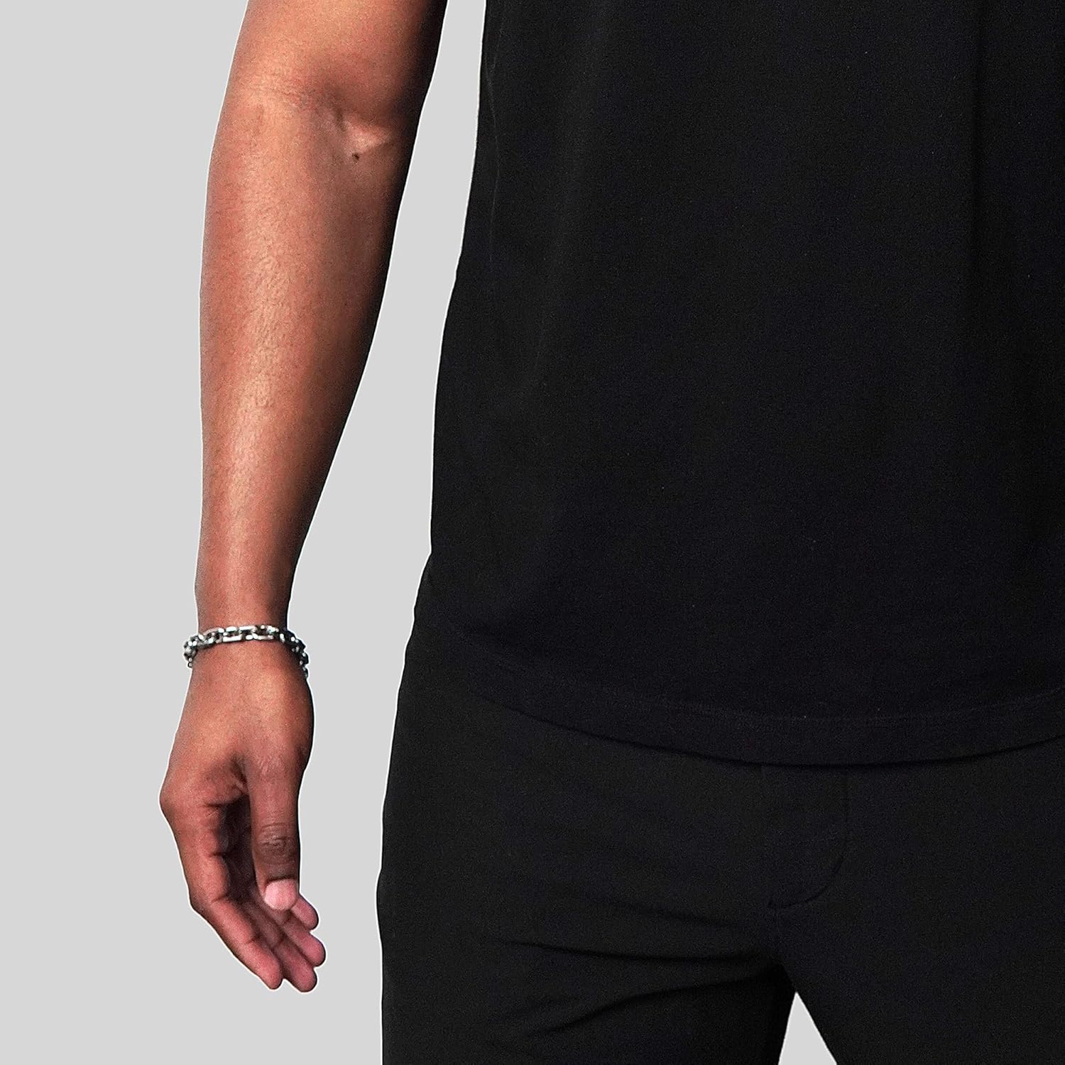 Invicta Bracelet for Men, Stainless Steel Chain Jewelry, Beveled Edge Rectangular, 8.5mm, 8.75" - Image 4