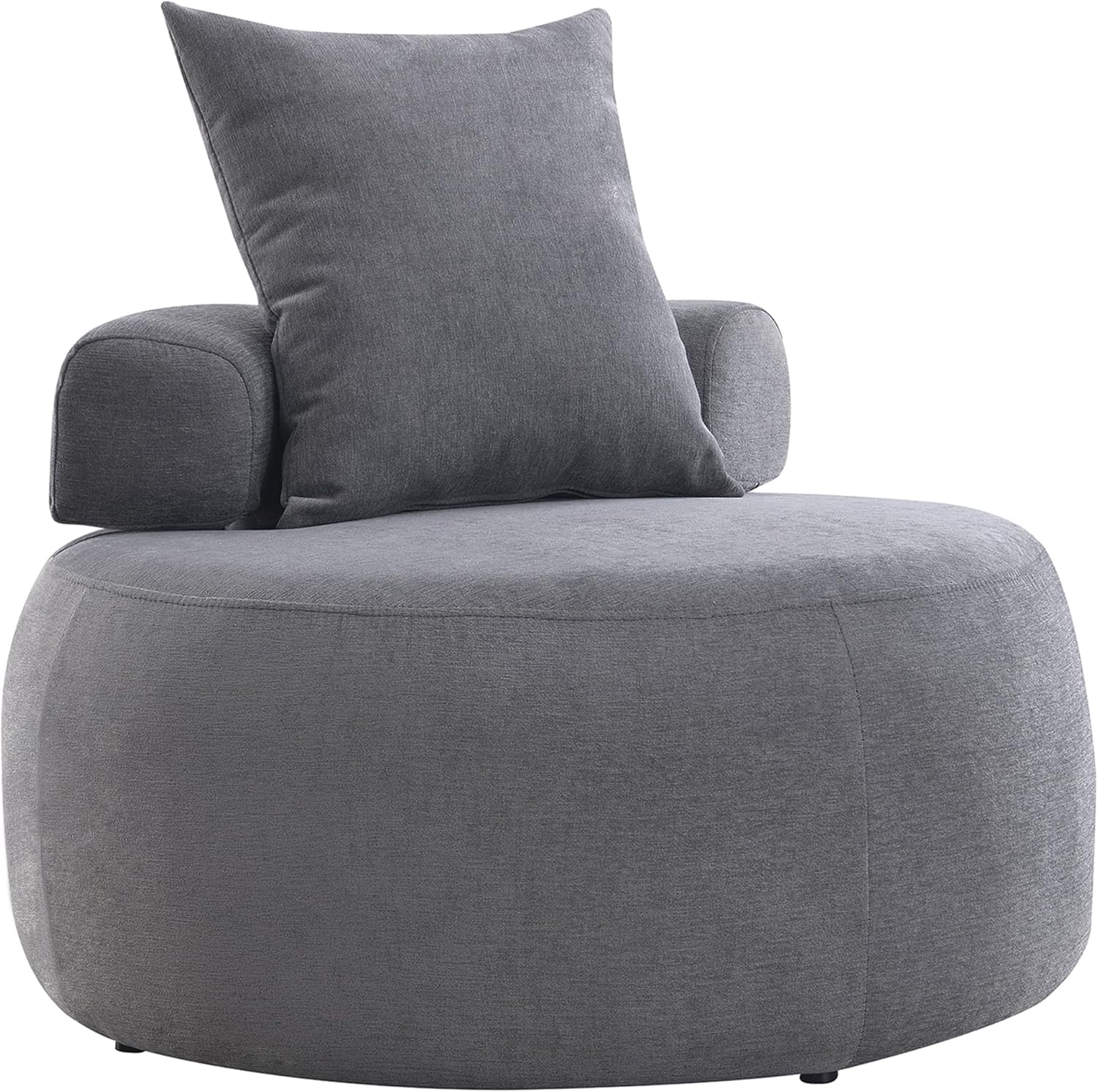 32" Modern Round Chair with Pillow Soft Skin-Friendly Chenille Fabric Leisure Chair for Living Room Bedroom Home Office Light Gray
