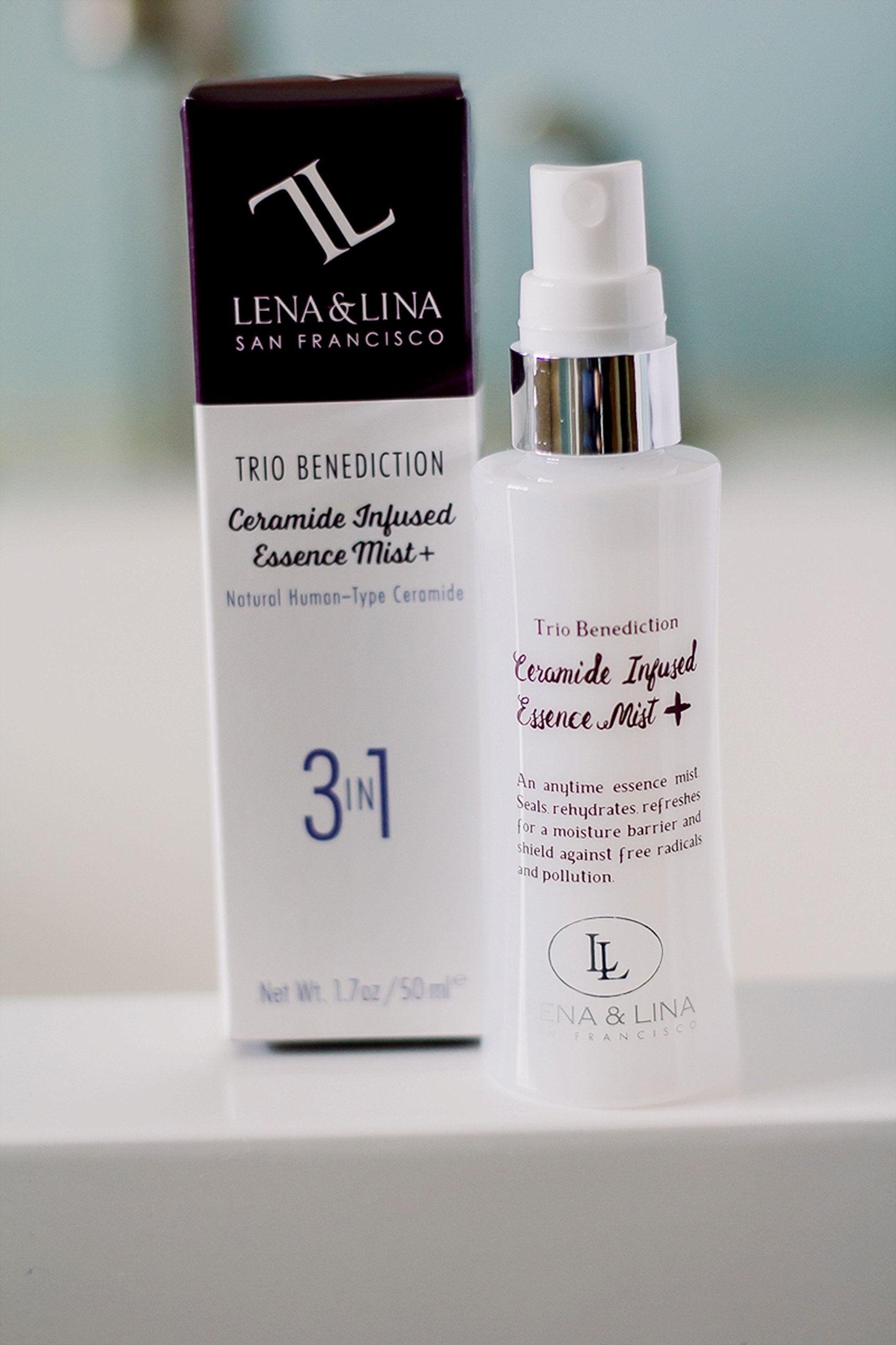 Lena & Lina San Francisco TRIO BENEDICTION Ceramide Infused Essence Mist+ | Hydrating, Brightening, Anti-Aging Formula to Plum & Restores Lost Ceramides | Sooths and Clams Skin | Formulated in Japan