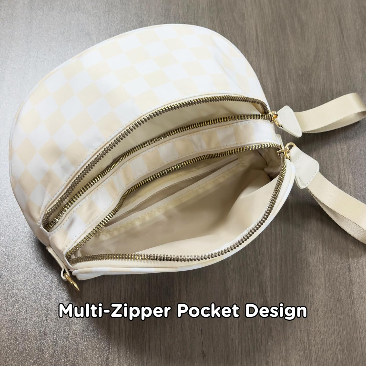 Checkered Crossbody Bag with Removable Wallets,Nylon Bum Bags,Spacious Sling Bag Purse Fanny Packs with Shoulder Strap - Image 4