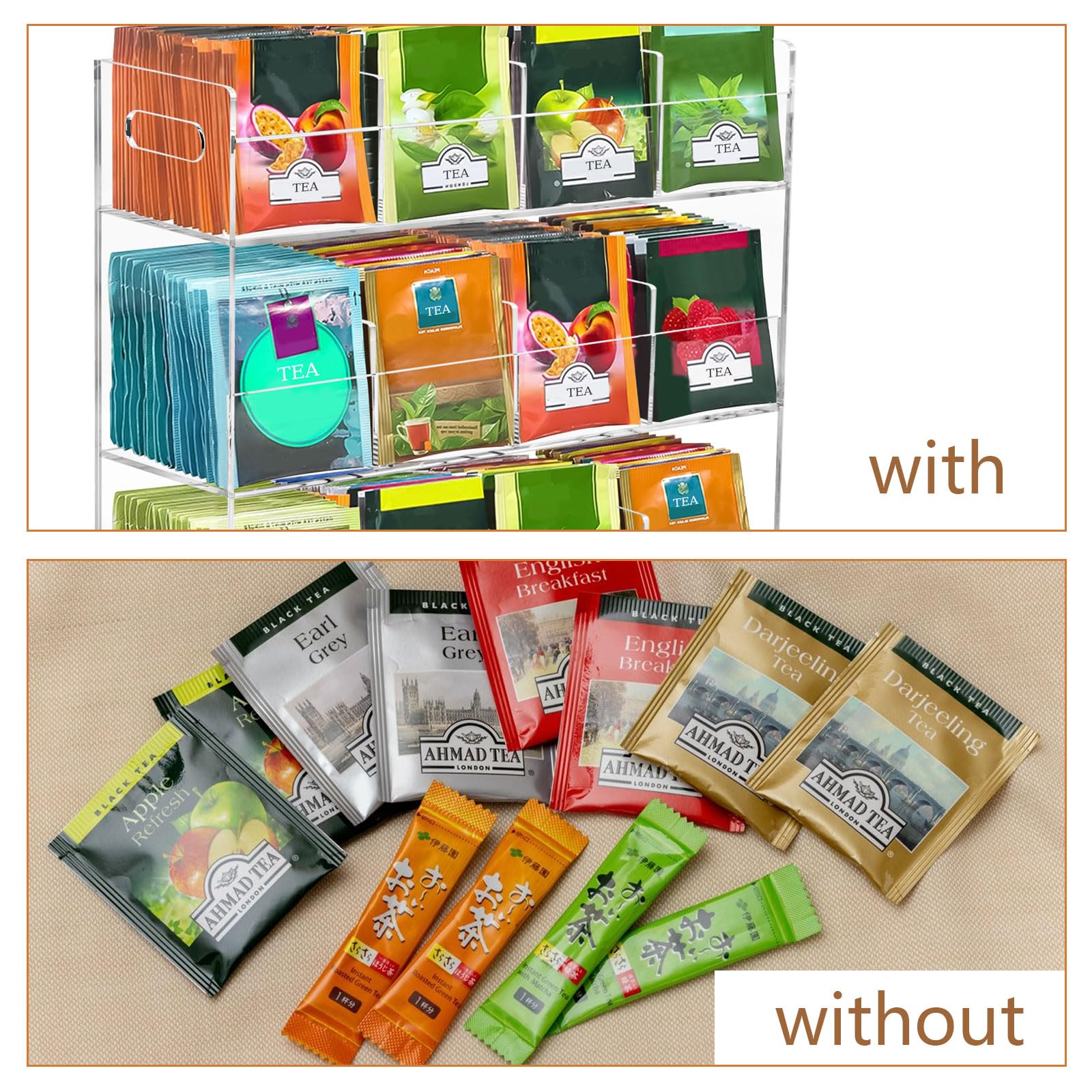 mumisuto Porta Tisane Bustine per 216 Bustine di tè, Porta Bustine The e Tisane a 12 Scomparti, Scatola Porta Tisane in Acrilico Trasparente, per Casa, Ufficio, Bar