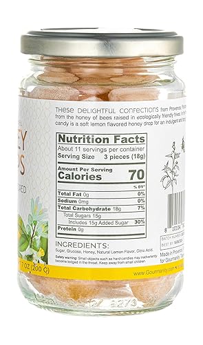 Miniatura 10 de Gourmanity Gotas de limón de caramelo de miel, relleno de miel con sabor a limón, calmante y dulce, cuidadosamente elaboradas con miel natural,