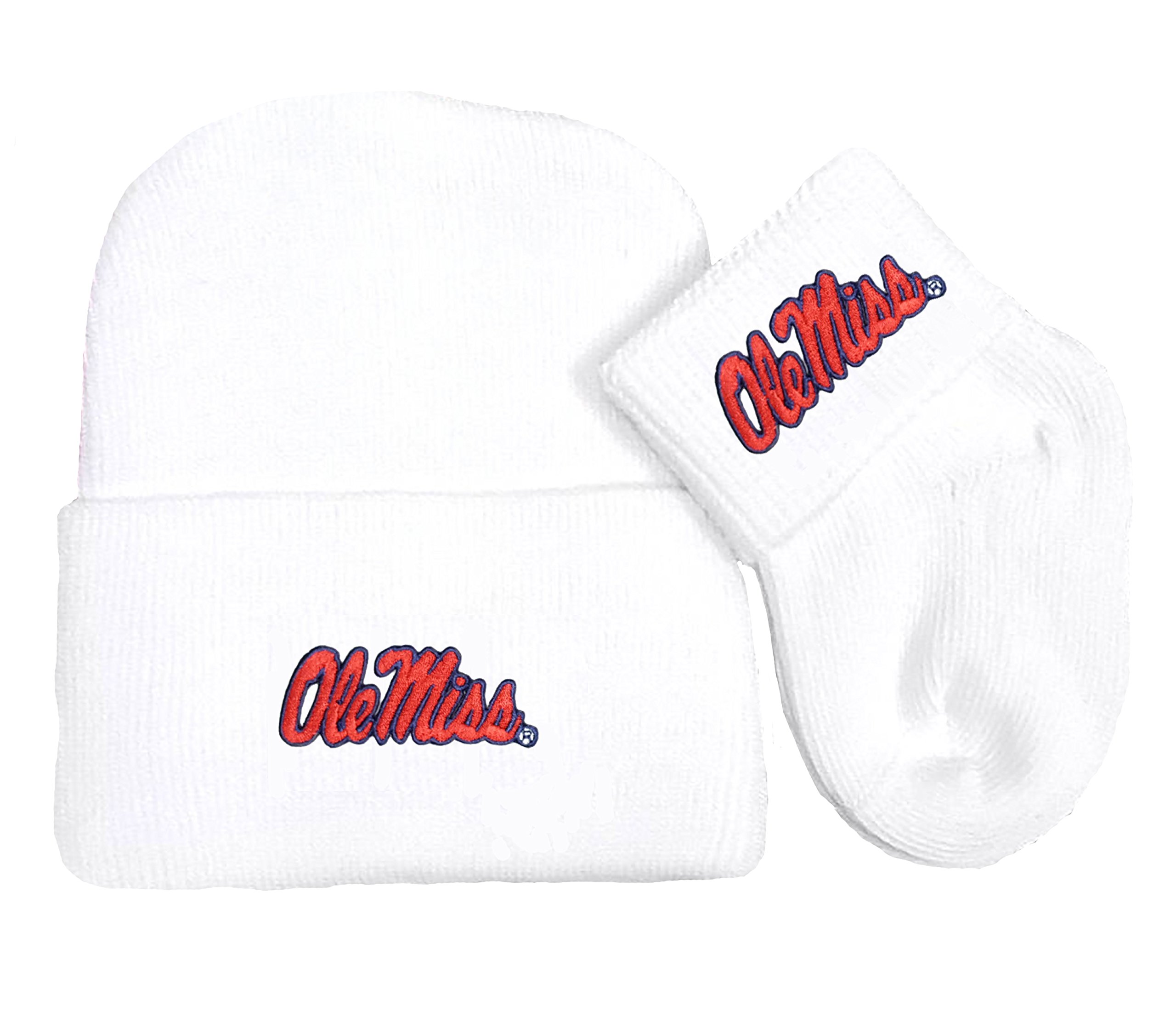 Future Tailgater Mississippi Ole Miss Rebels Newborn Baby Knit Cap and Socks Set