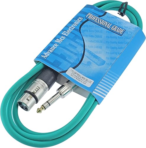 Cable de conexión de audio profesional XLR hembra TRS a 3 pines de 1/4 pulgadas equilibrado y blindado (6 pies de largo, verde)