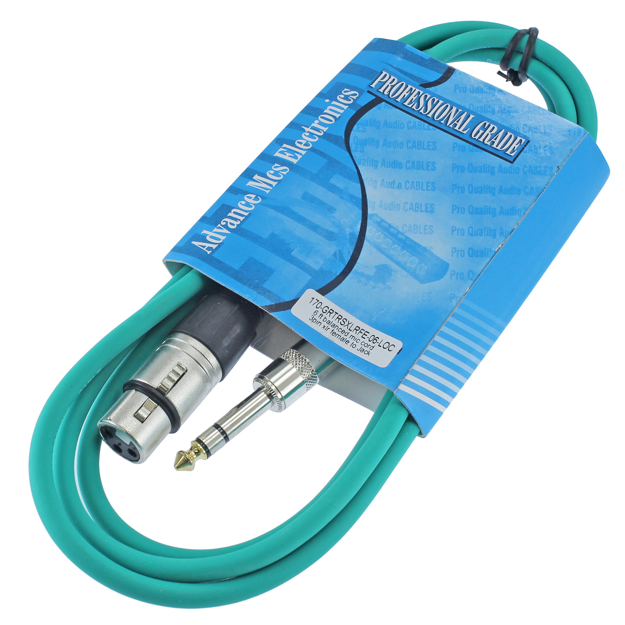 MCSPROAUDIOMCSPROAUDIO 1/4" TRS to 3 Pin XLR Female Pro Audio Patch Cable Balanced and Shielded (6 Foot Feet ft long, Green)