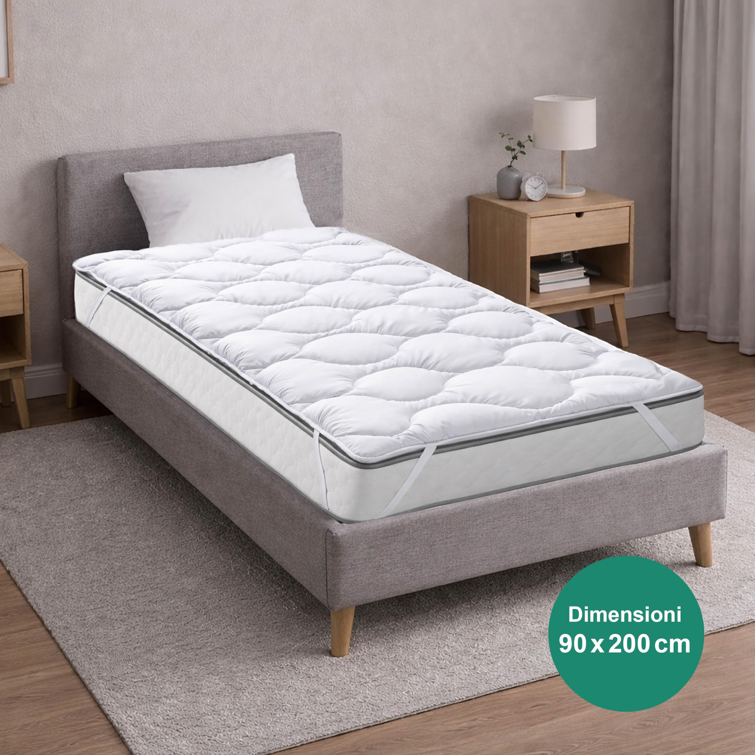 KNERST® Coprimaterasso Trapuntato 90x200 cm – Proteggi Materasso Traspirante – Lavabile fino a 95°C – Morbido Topper con 4 Elastici – Certificato Ökotex – Copertura Materasso