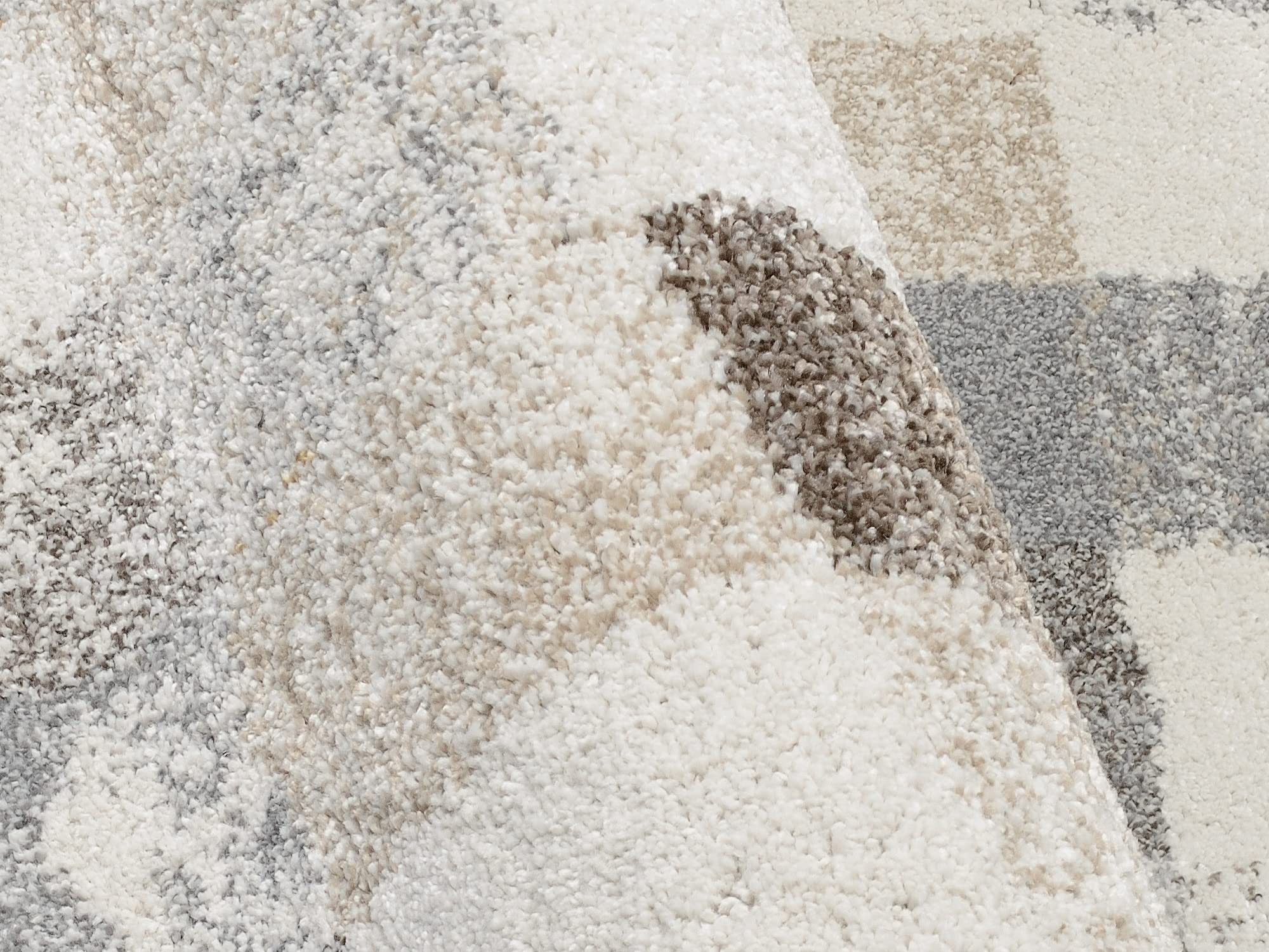OCI New Villa Squares 912 - Tappeto rotondo, 160 cm, colore: Grigio crema