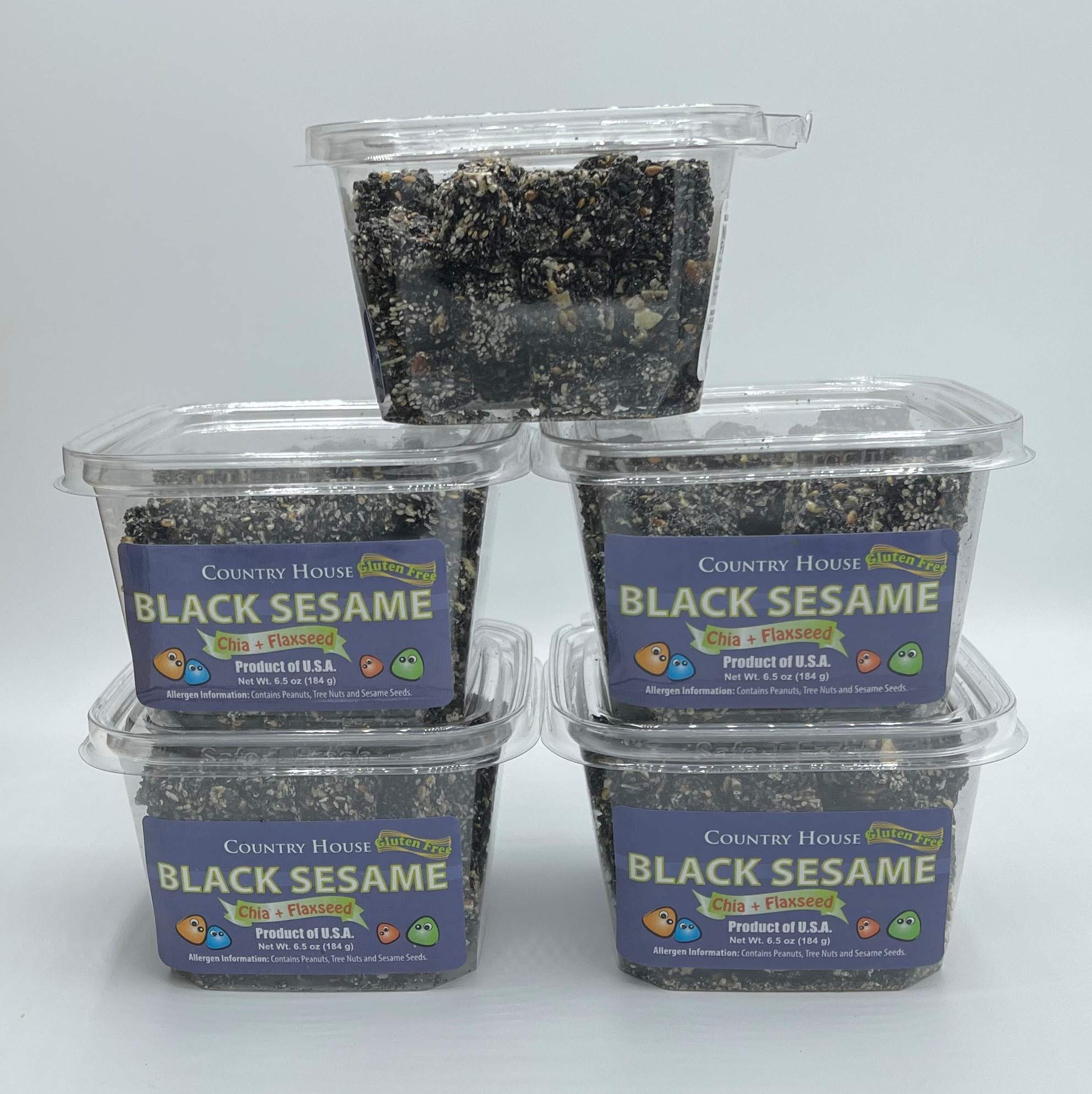 Country House BLACK SESAME CRUNCH PACK (5 Counts) with Chia and Flaxseed, All Natural, Easy to Read Ingredients, No Artificial or Natural Flavors Added, No Gluten, Low Sodium, and Crisp in Every Bite!