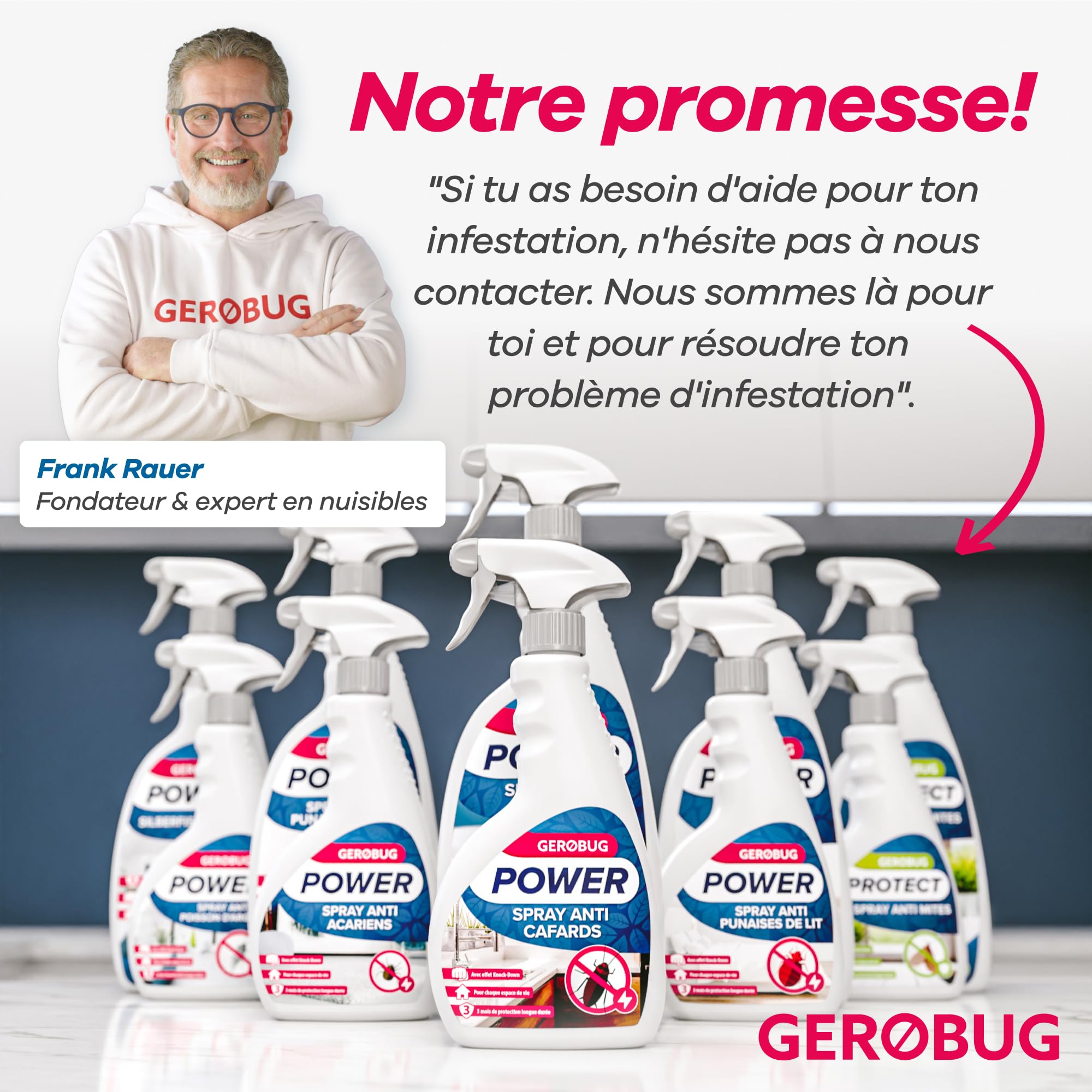 GEROBUG Spray Anti puces Maison 500 ML - Spray Anti puces pour la Maison, Les Meubles et Les Textiles - Lutte Contre Les puces Chat dans Le lit - Spray Anti-puces pour Chiens